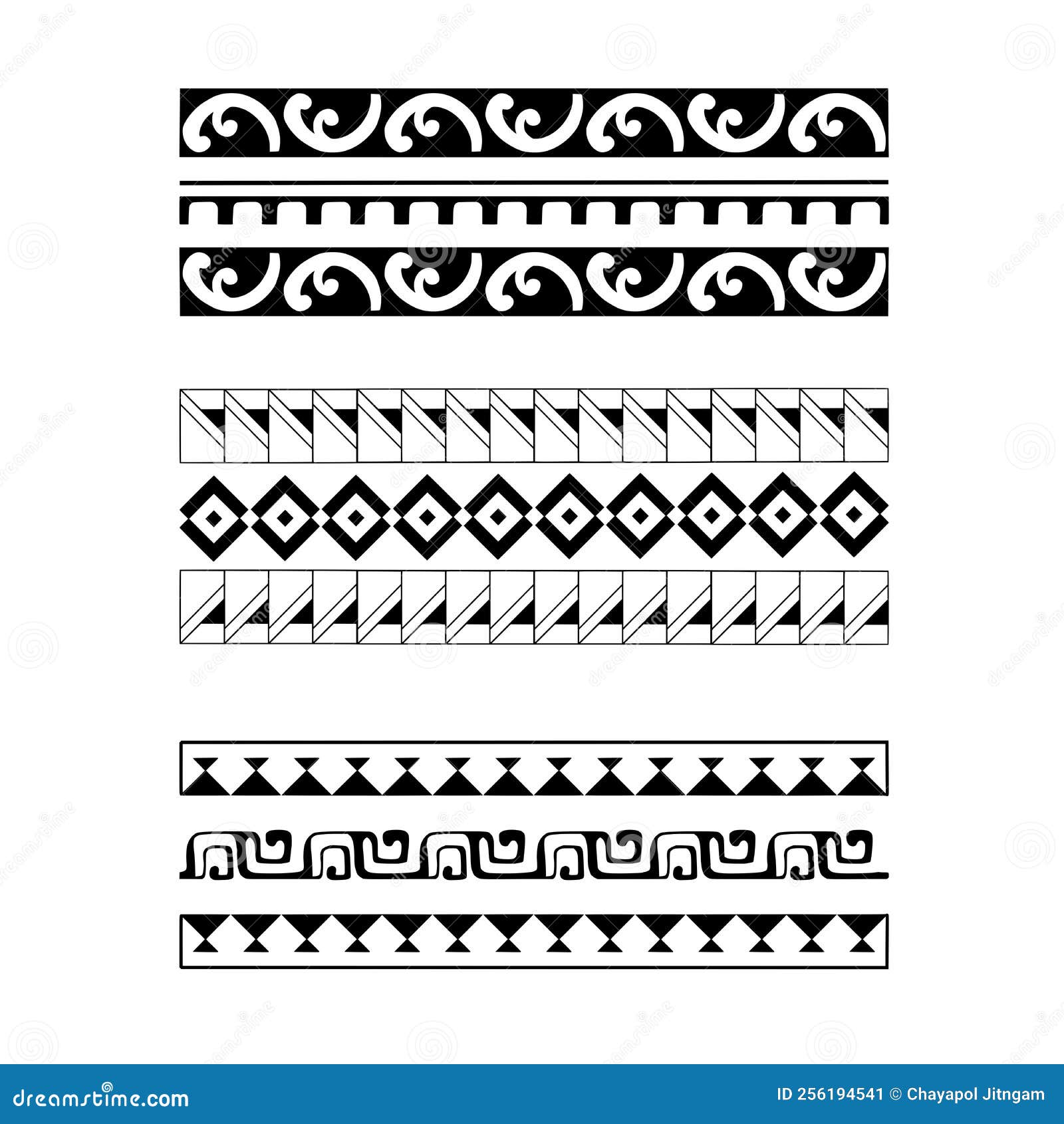 Polynesian Armband Tattoo Stencil. Pattern Samoan. Black and White Texture Stock Vector - Illustration of geometric, element: 256194541