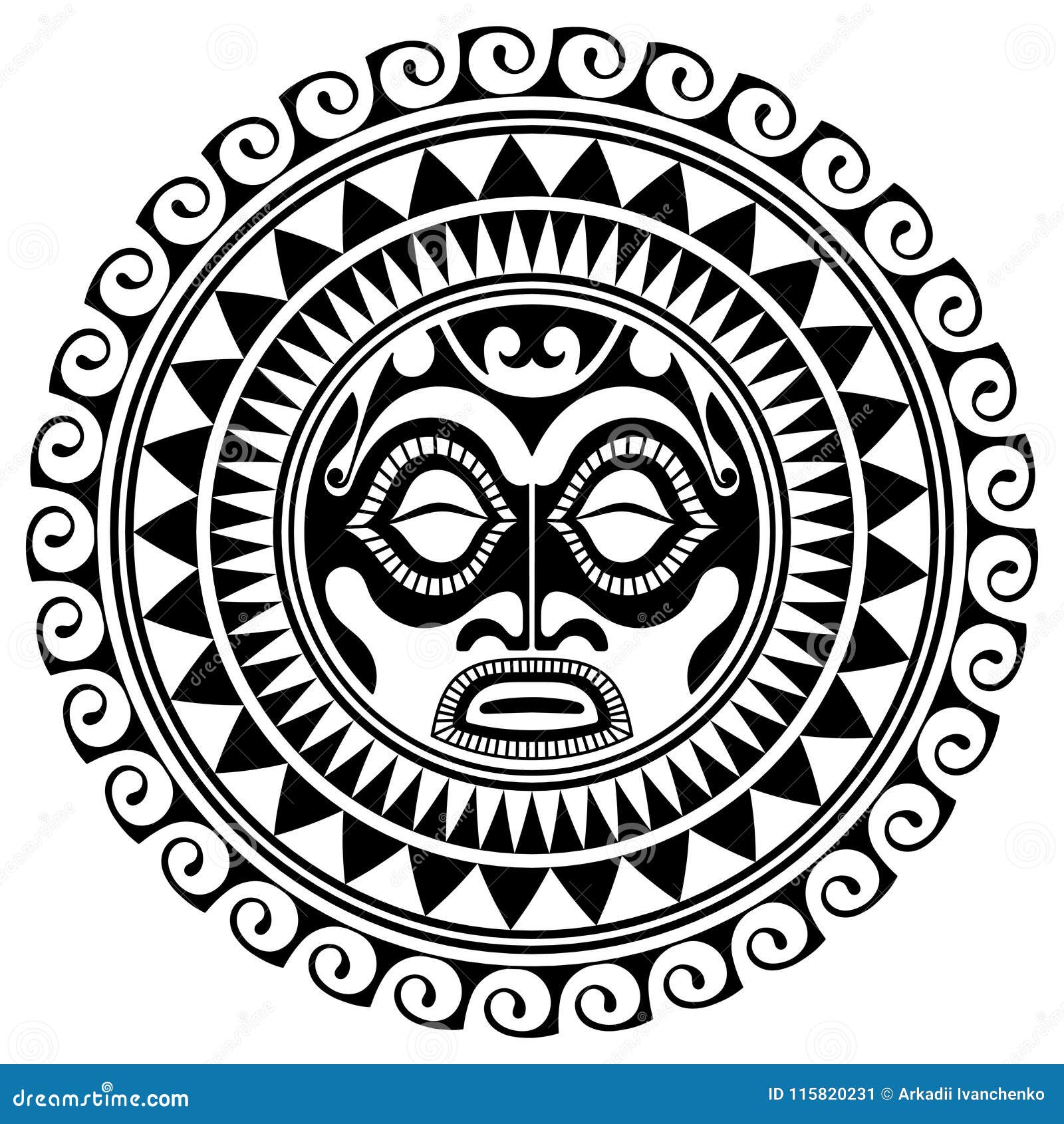 polynesian tattoo  mask. frightening masks in the polynesian native ornament
