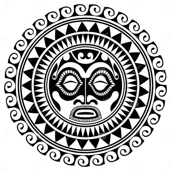 Polynesian Tattoo Design Mask. Frightening Masks in the Polynesian ...