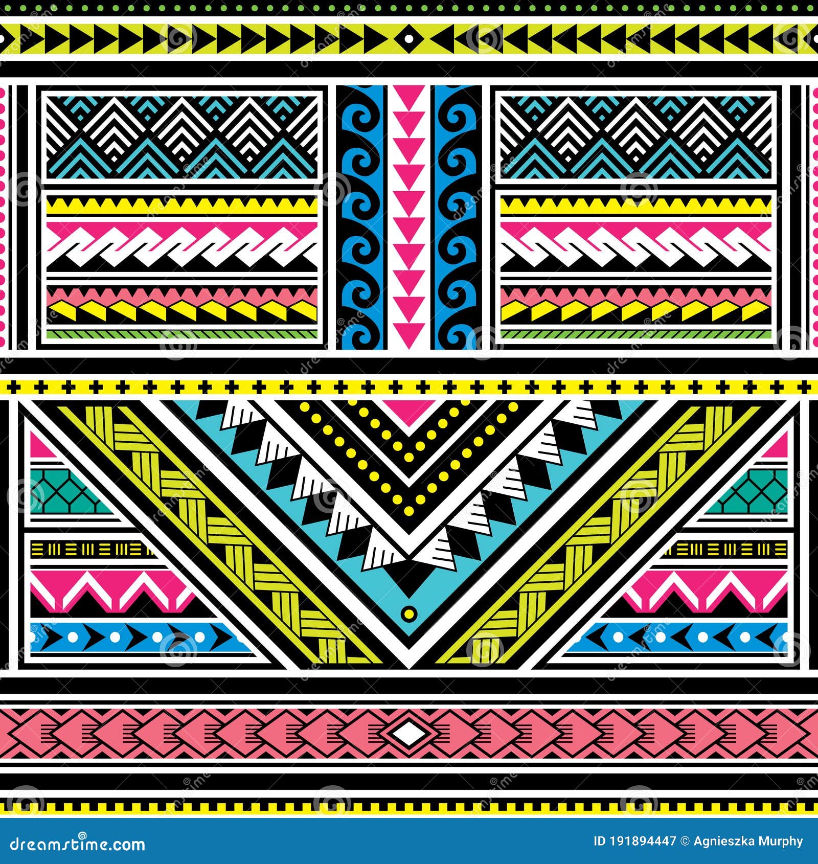 Polynesian geometric seamless vector pattern Hawaiian tribal cool  monochrome design inspired by Maori tattoo art Stock Vector Image  Art   Alamy