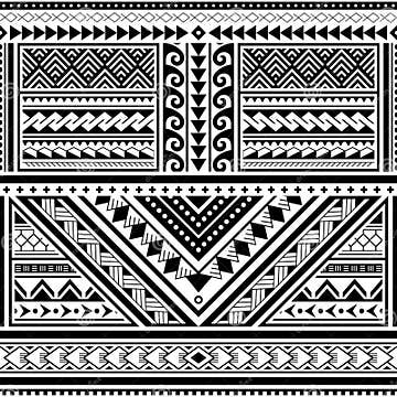 Polynesian Tattoo Seamless Vector Pattern, Hawaiian Tribal Design ...