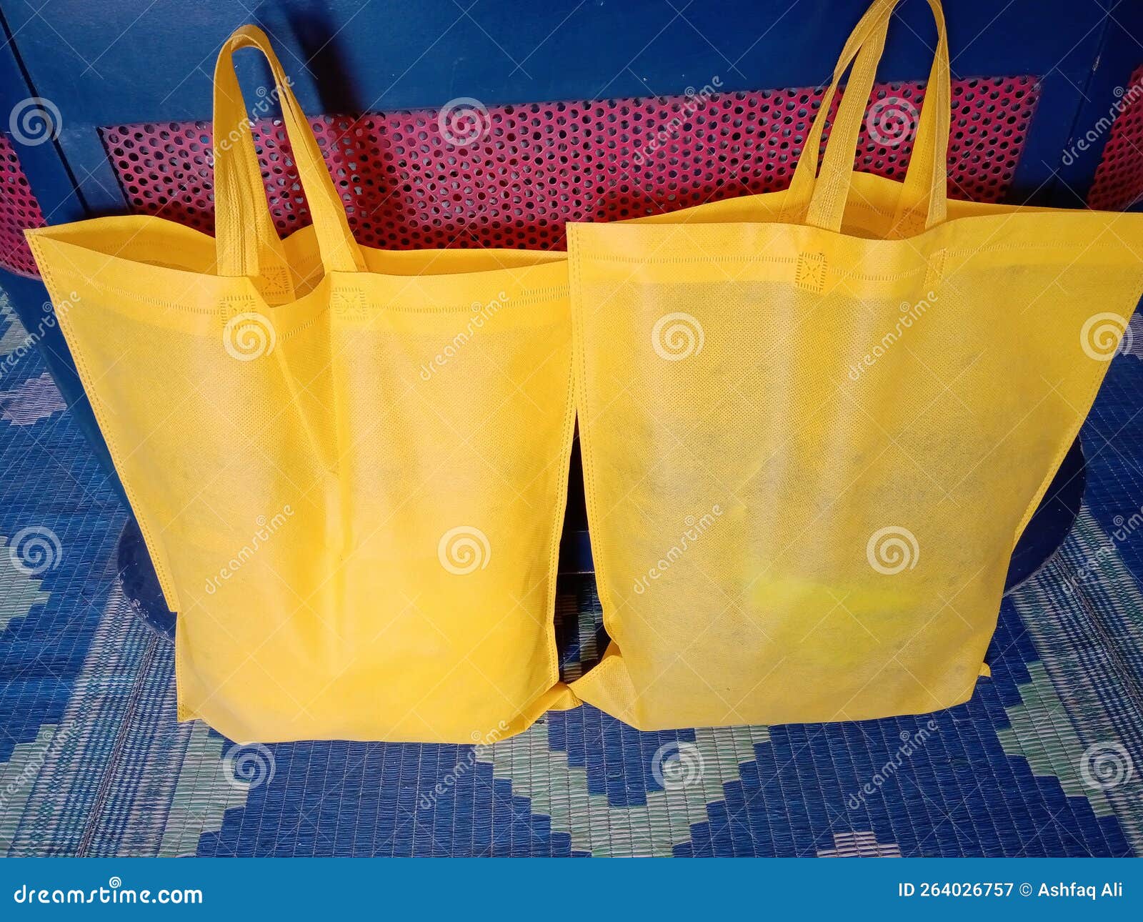 Polypropylene Nonwoven Fabric Bags. Few Color Bags Stock Image - Image ...