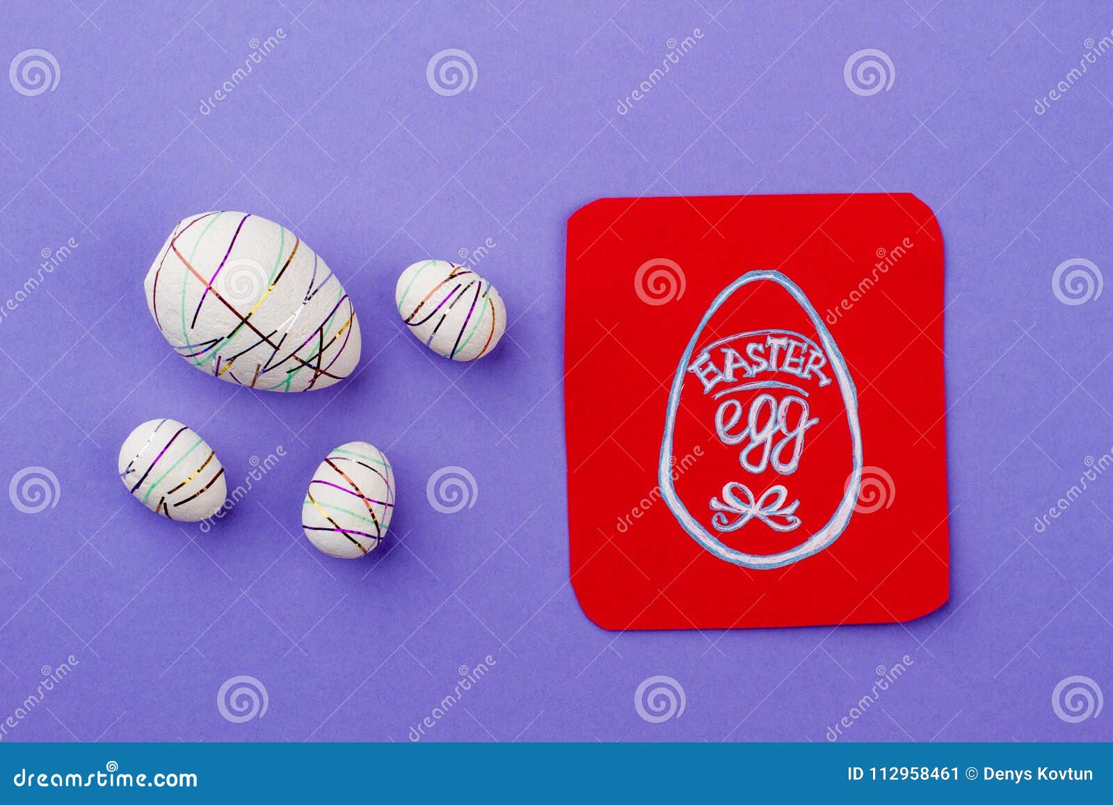 Polystyrene Easter Eggs and Paper Card. Stock Image Image of craft