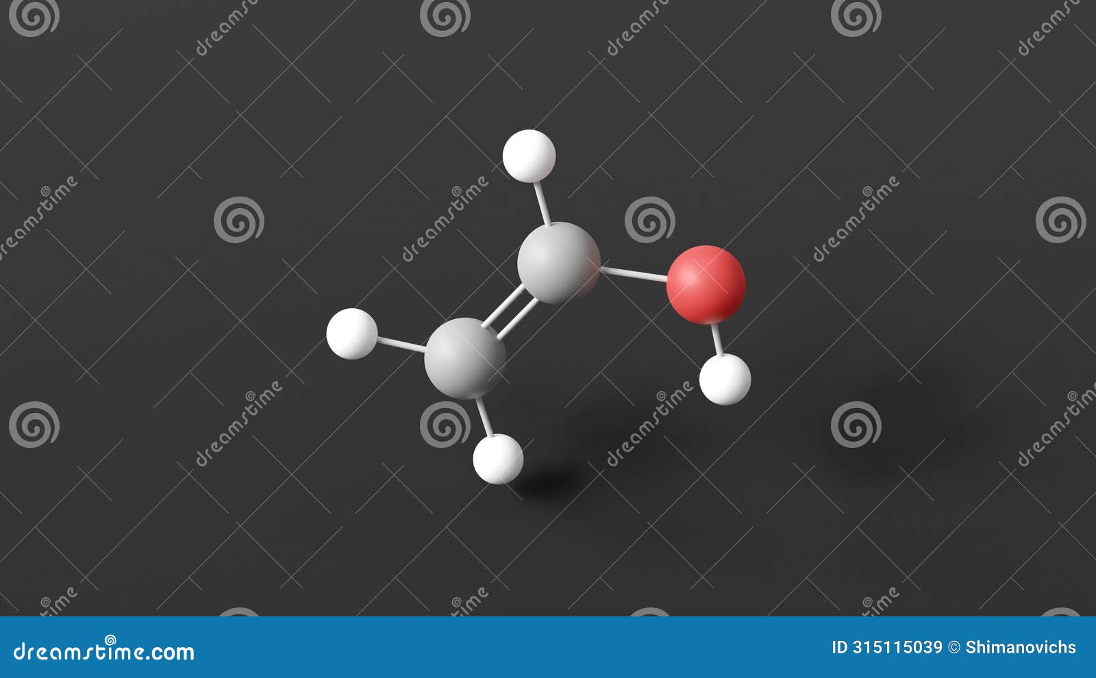 Polyvinyl Alcohol Molecular Structure, E1203, Ball And Stick 3d Model