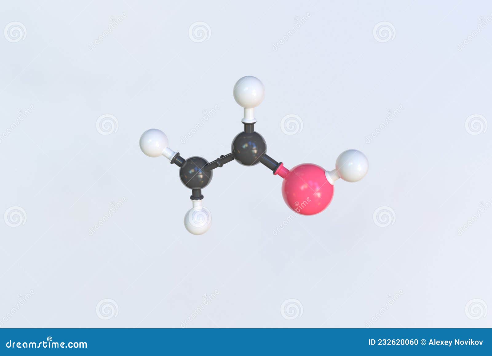 Polyvinyl Alcohol Molecule, Isolated Molecular Model. 3D Rendering