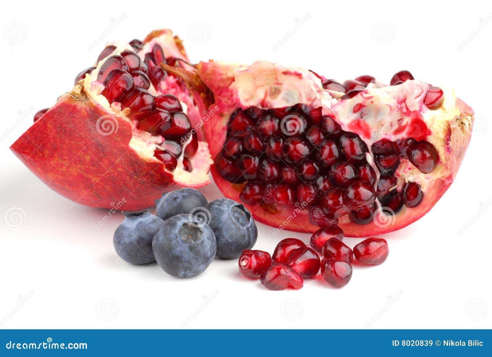 Pomegranate and Blueberries Stock Image Image of slice, juicy 8020839