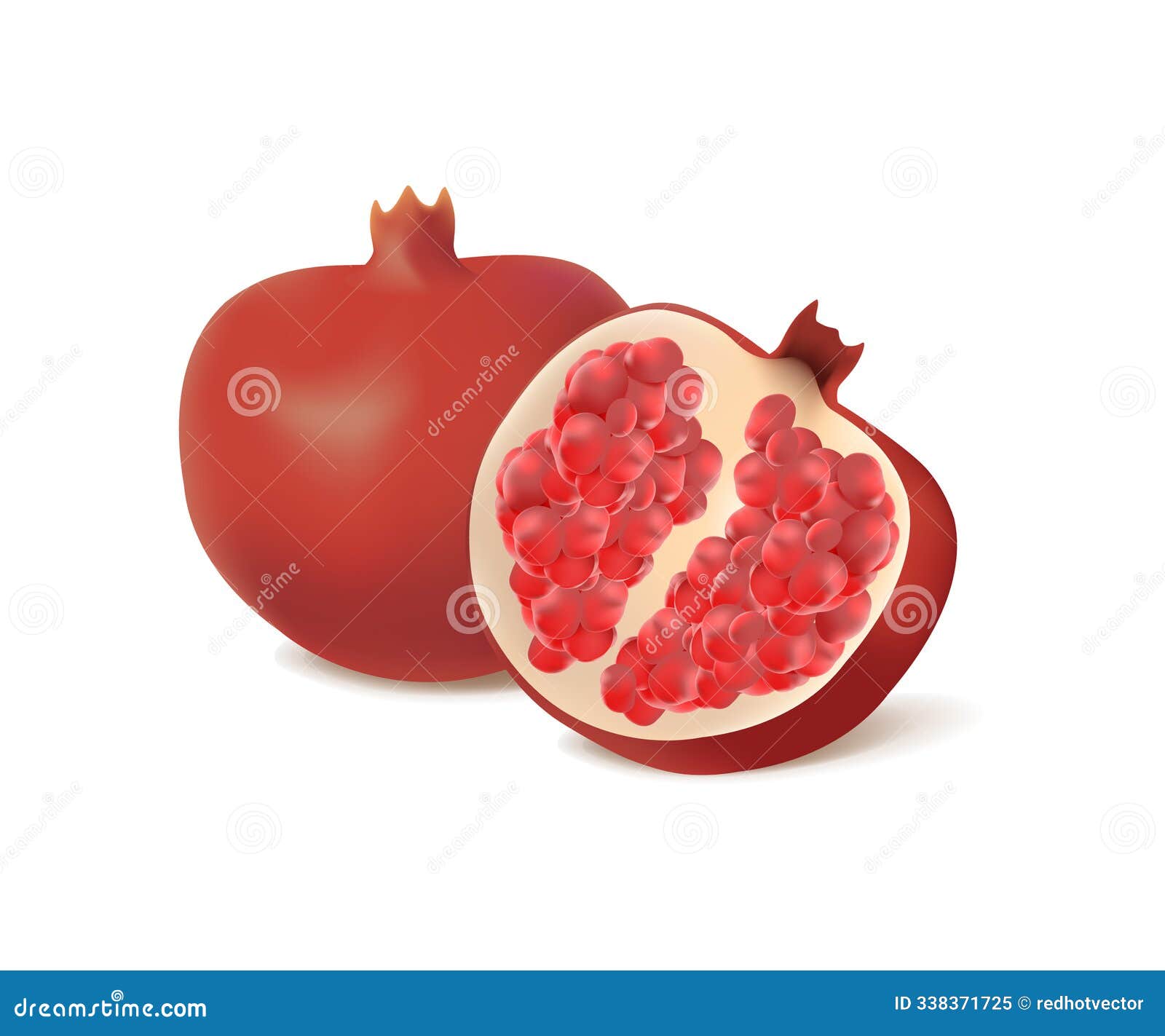 pomegranate, garnet 3d style . juicy fresh pomegranate fruit icon . whole and halved pomegranate icon.