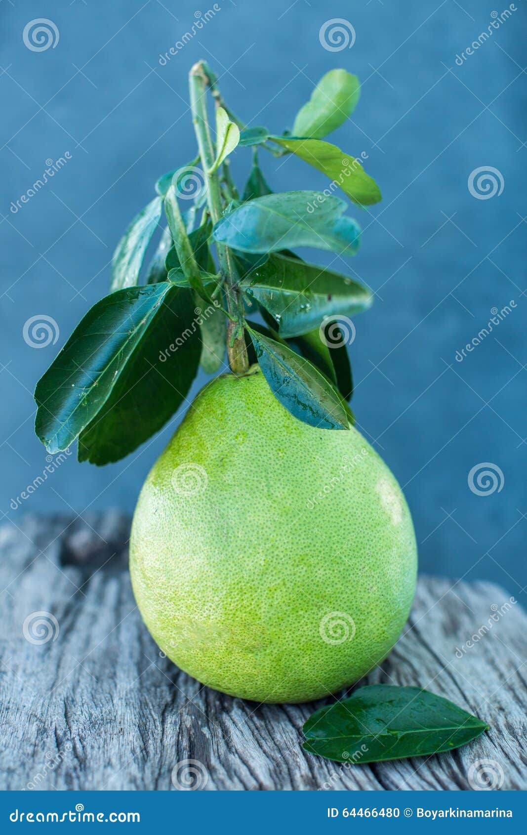Pomelo with Green Leaves on a Wooden Board Stock Photo Image of
