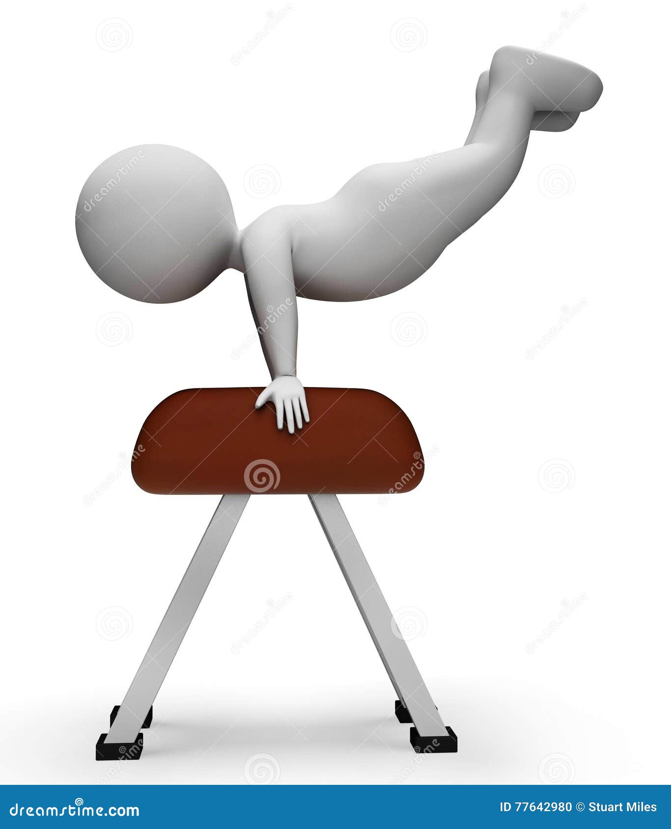 Pommel Horse Means Physical Activity and Apparatus 3d Rendering Stock
