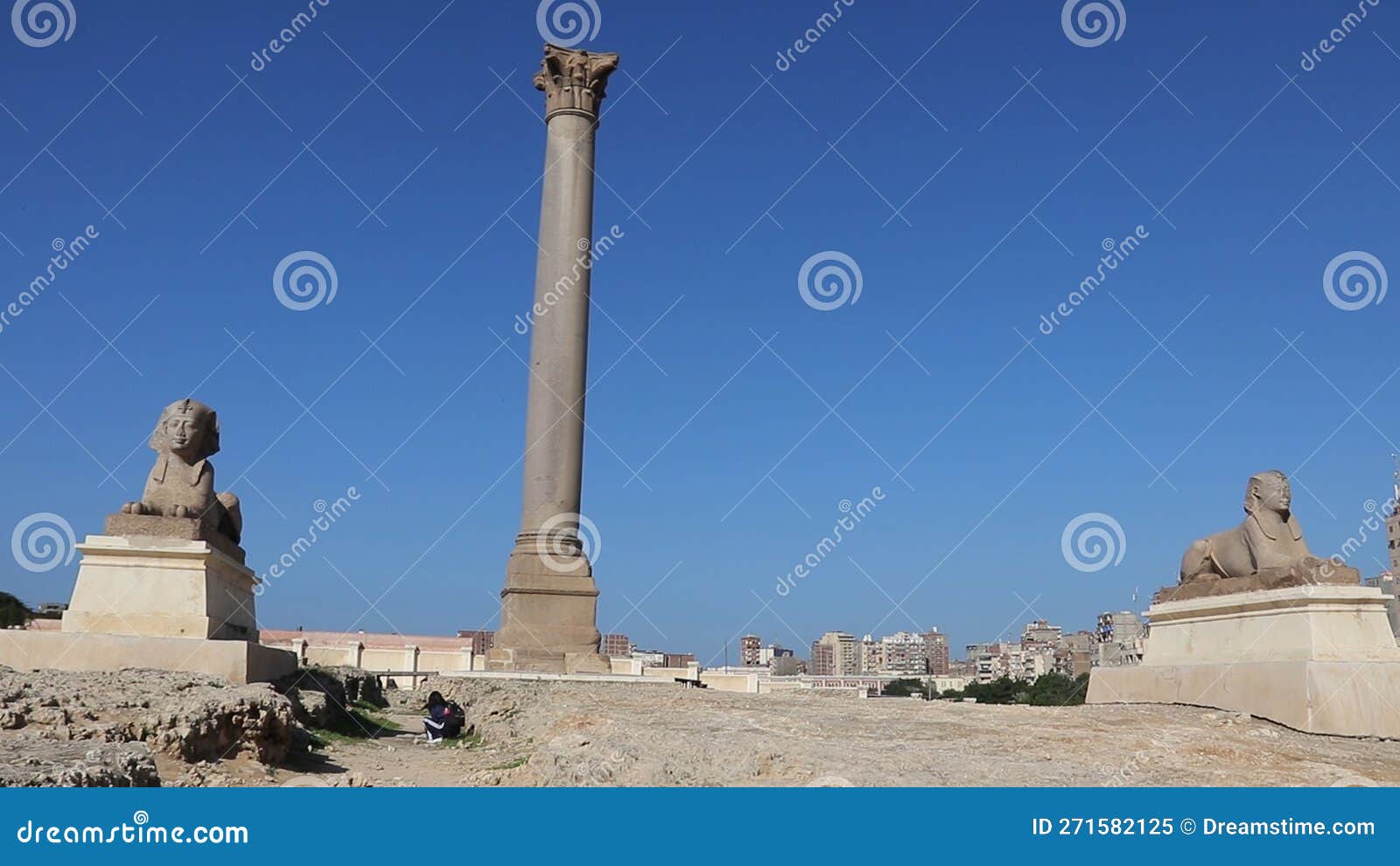 archaeological site at the ruins of the pompeyâs pillar, alexandria, egypt