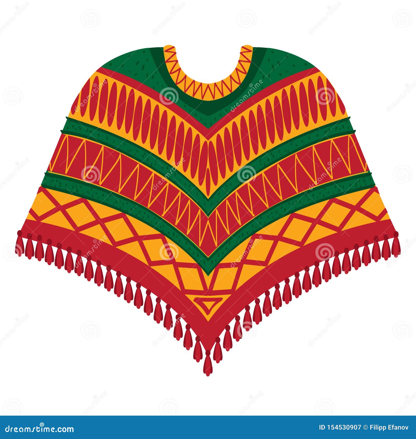 Poncho Ropa Latinoamericana Tradicional Stock de ilustración - Ilustración  de outerwear, americano: 154530907