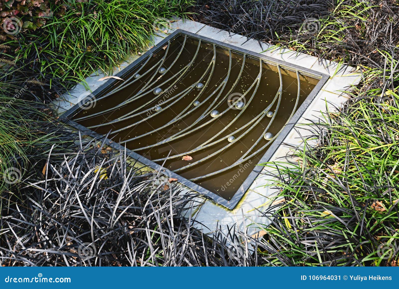 Pond Covered with a Decorative Iron Grid Stock Image Image of covered