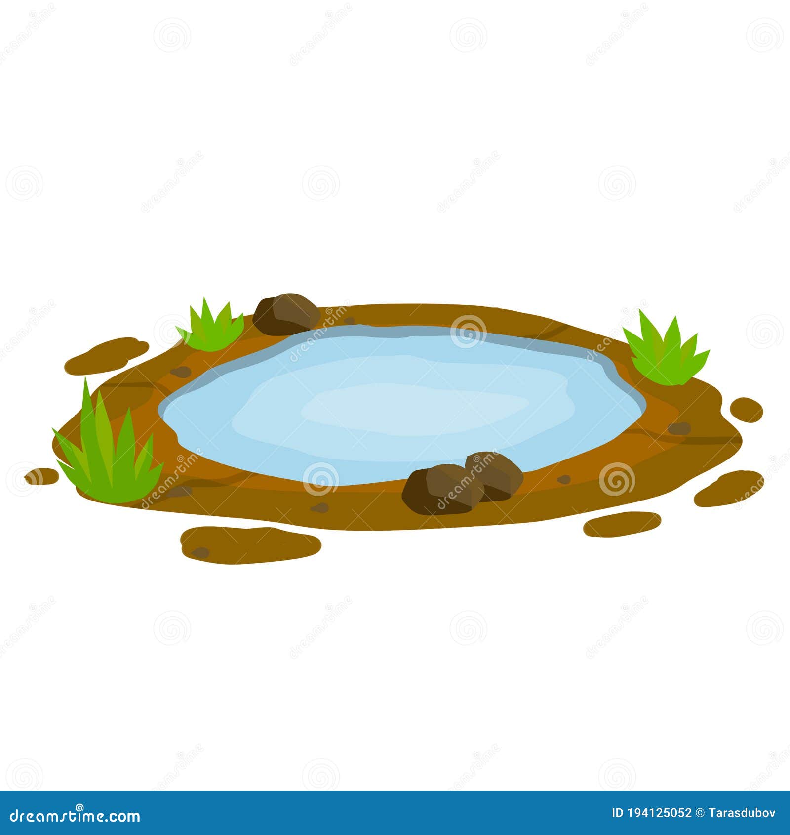 Pond and Swamp, Lake. Landscape with Grass, Stones. Background for  Illustration. Flat Cartoon. Platform and Ground Stock Vector - Illustration  of nature, background: 194125052