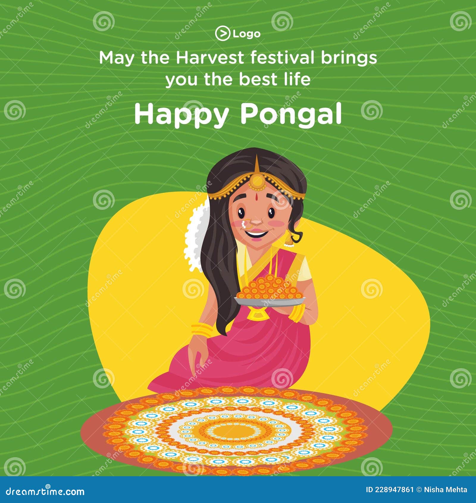 Banner Design of Happy Pongal Festival Stock Illustration - Illustration of  cartoon, indian: 228947861