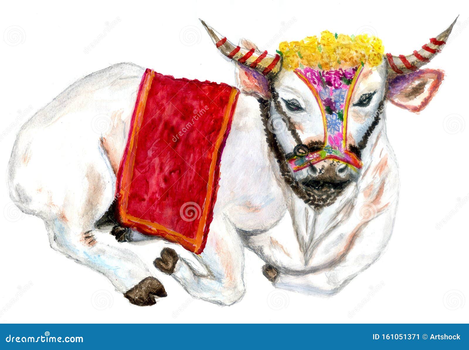 Pongal cow drawing stock illustration. Illustration of floral ...