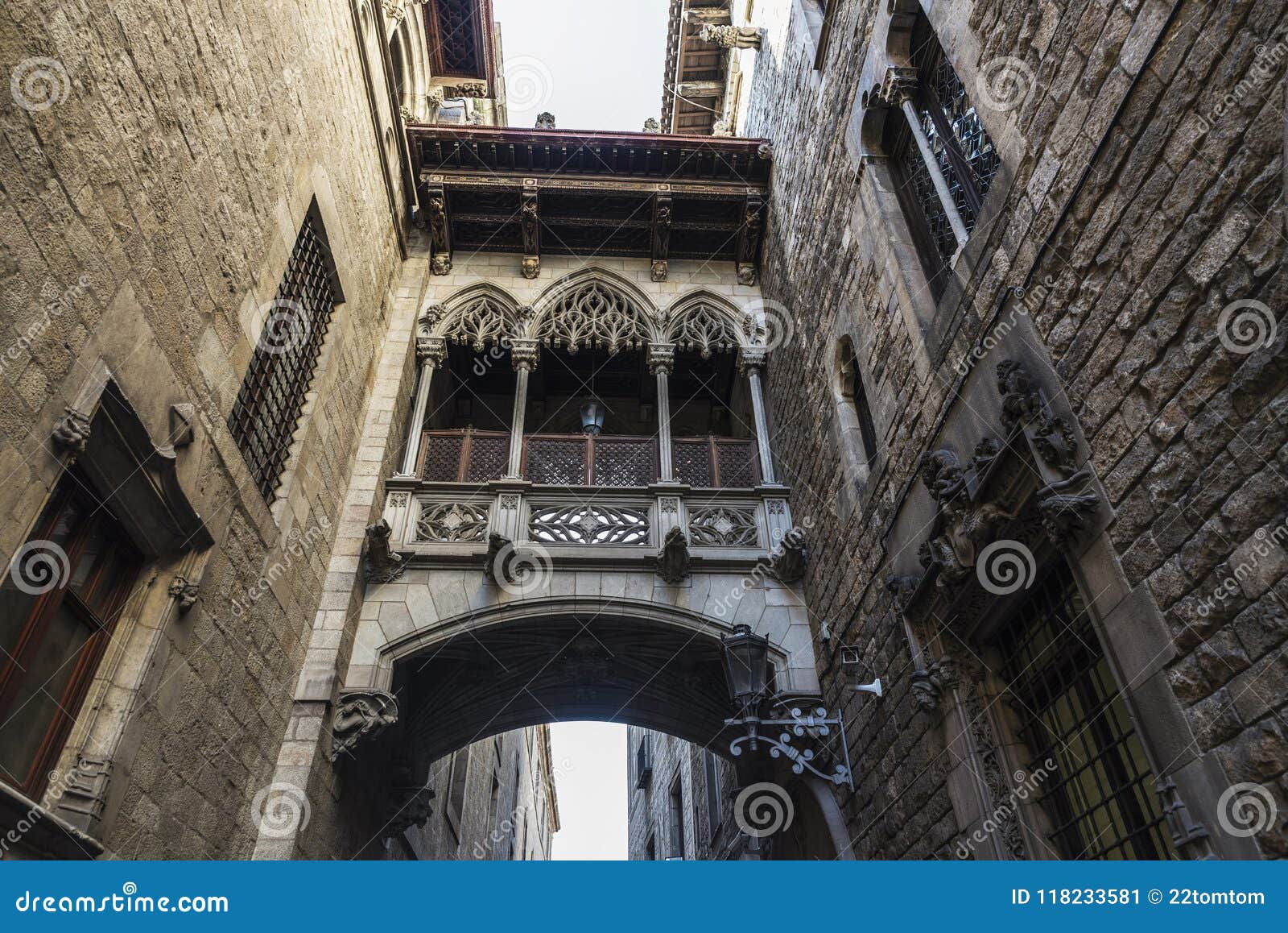 pont del bisbe bishop bridge in barcelona, catalonia, spain