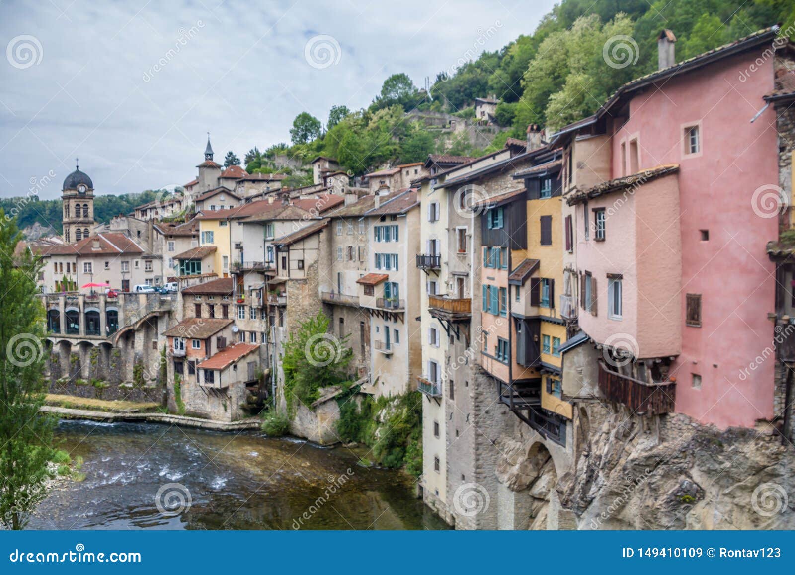 pont-en-royans, a charming picturesque medieval village with it colorful houses overhang the bourne river,