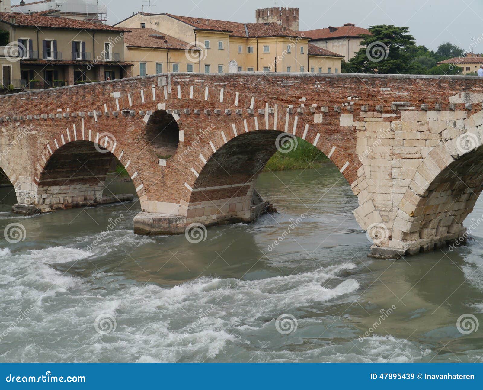 ponte pietre a bridge in verona in italy