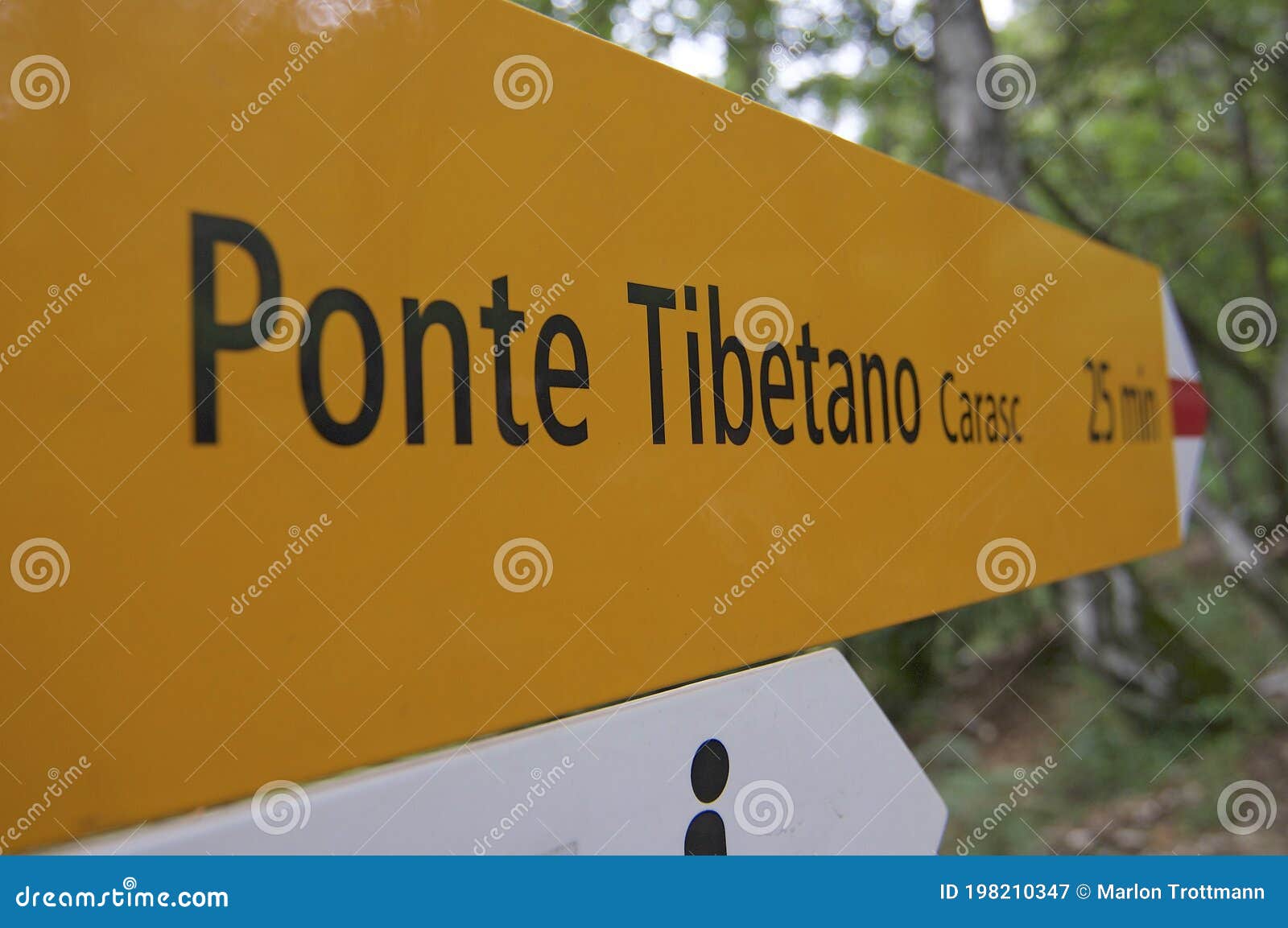 ponte tibetano hiking sign in ticino, switzerland