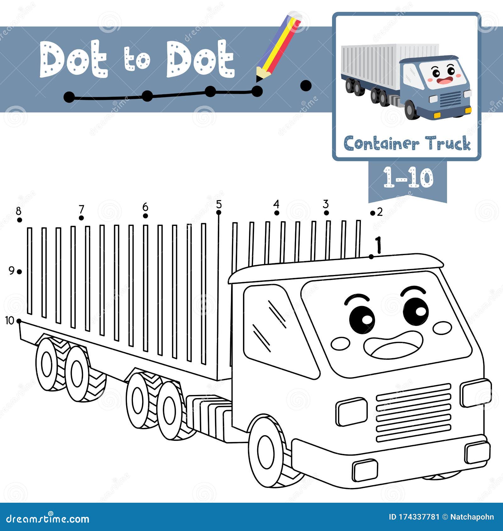 Ponto Ponto Jogo Educativo Livro Colorir Transporte Desenhos Animados Carro  imagem vetorial de natchapohn© 349473642