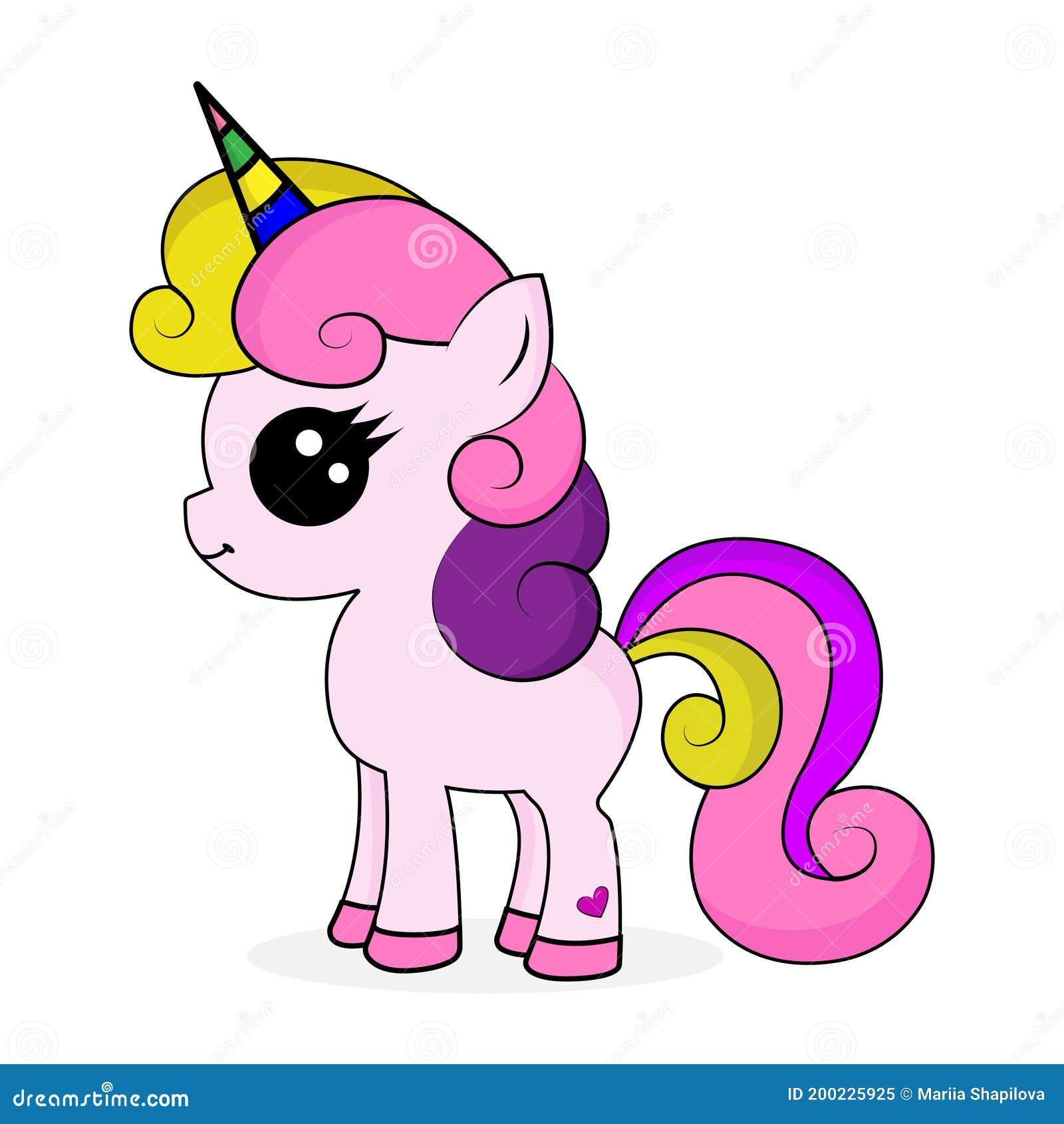 Little Cute Cartoon Baby Horse with Horn. Stock Vector - Illustration of funny, child: 200225925 Little Cute Cartoon Baby Horse with Horn. Stock Vector - Illustration of funny, child: 200225925