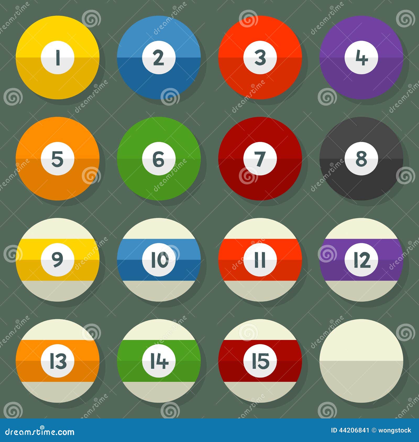 Pool Balls 115 in a Flat Vector Style Stock Vector Illustration of yellow, balls 44206841