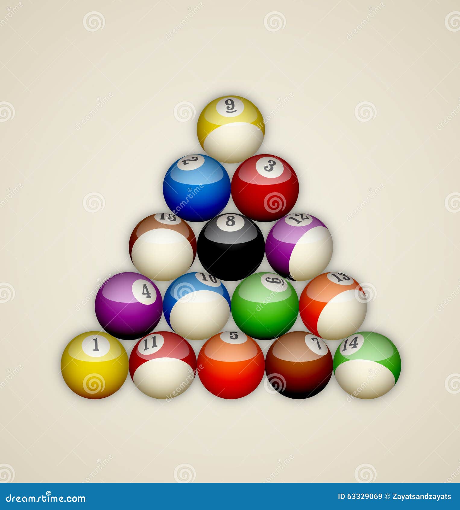 Pool balls triangle stock vector. Illustration of object 63329069