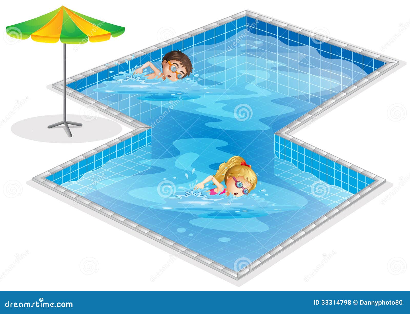 A Pool with a Boy and a Girl Swimming Stock Illustration - Illustration ...