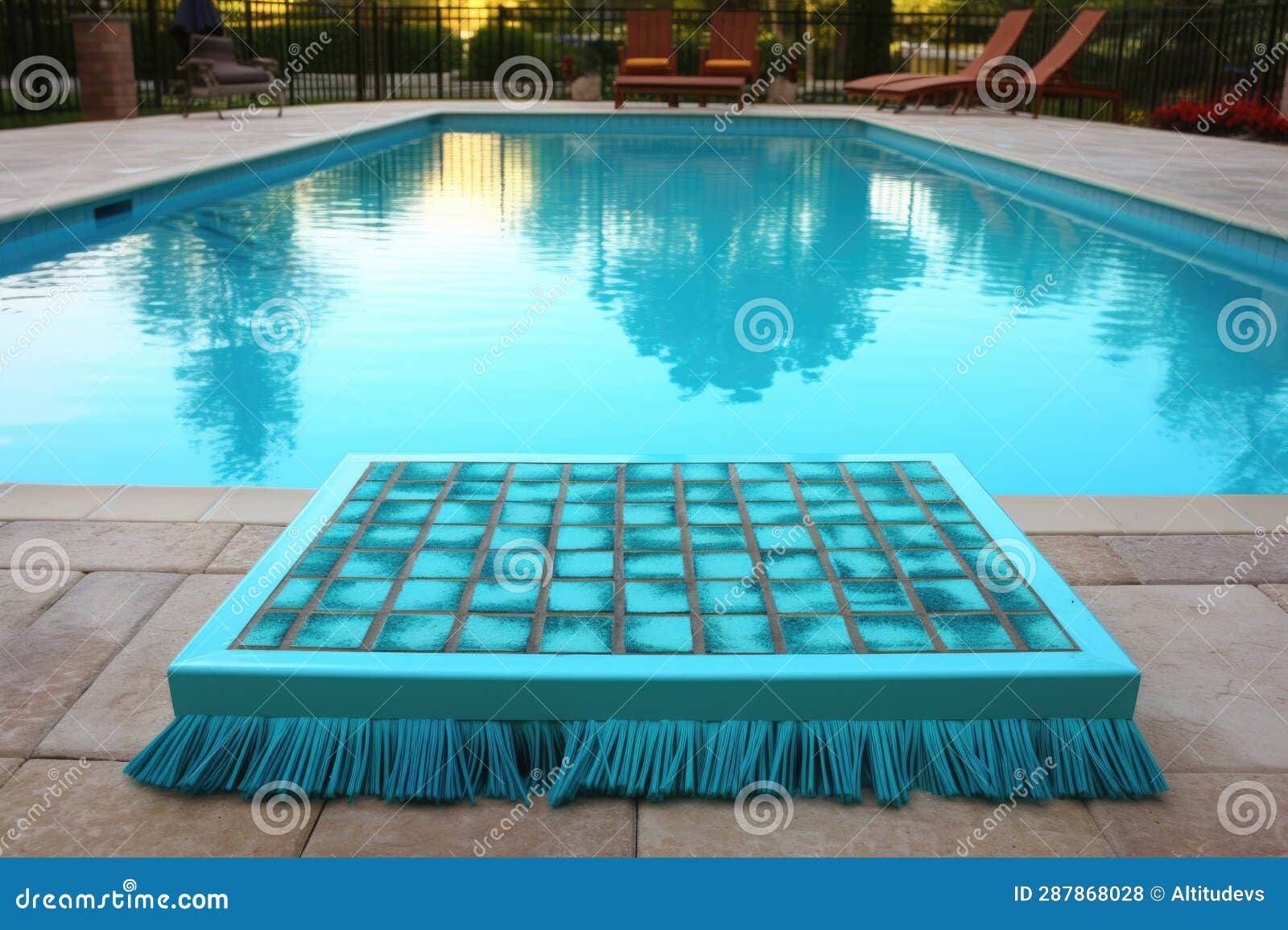 Pool Brush Scrubbing Pool Tiles Stock Illustration Illustration of