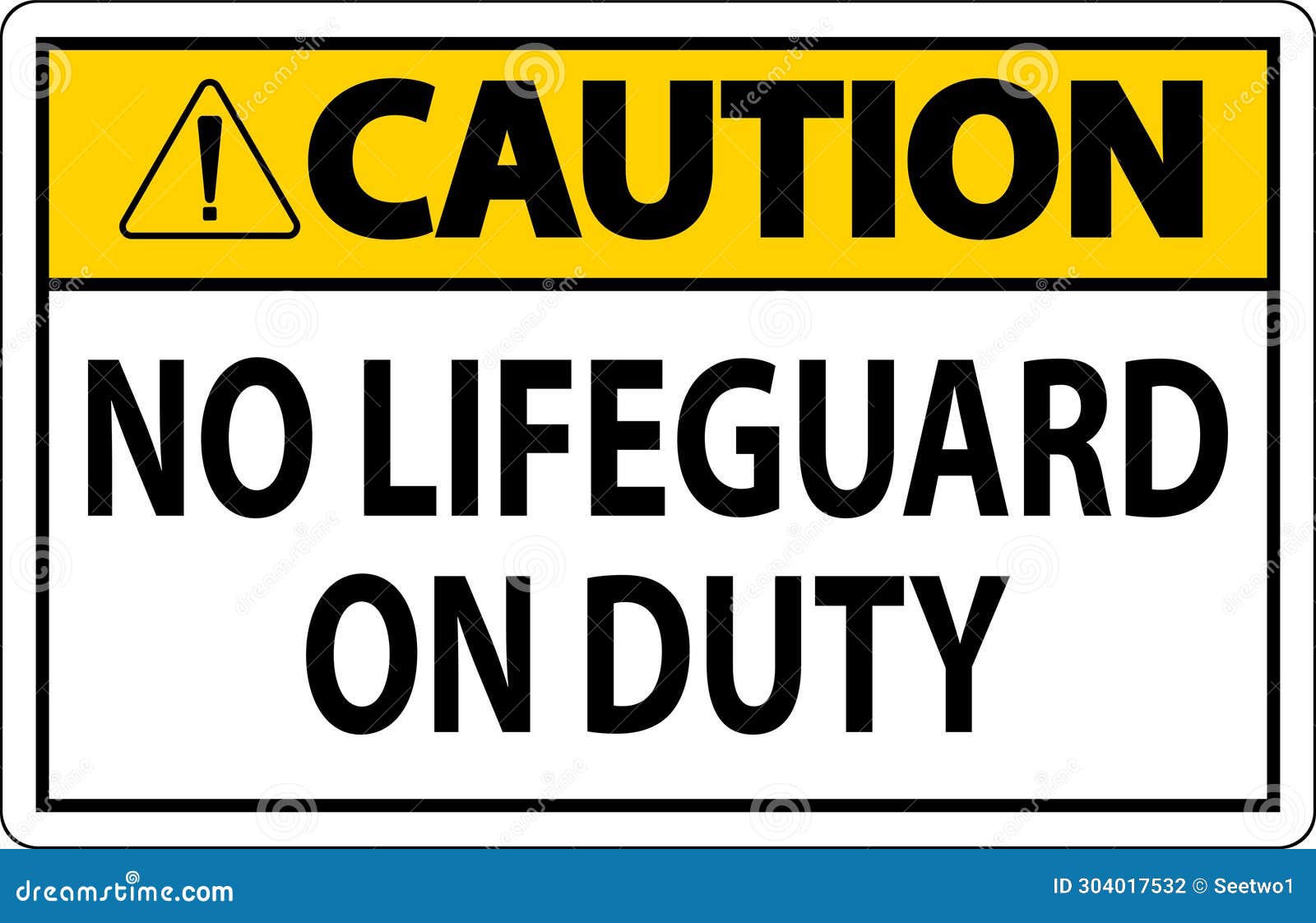 Pool Caution Sign No Lifeguard on Duty Stock Illustration