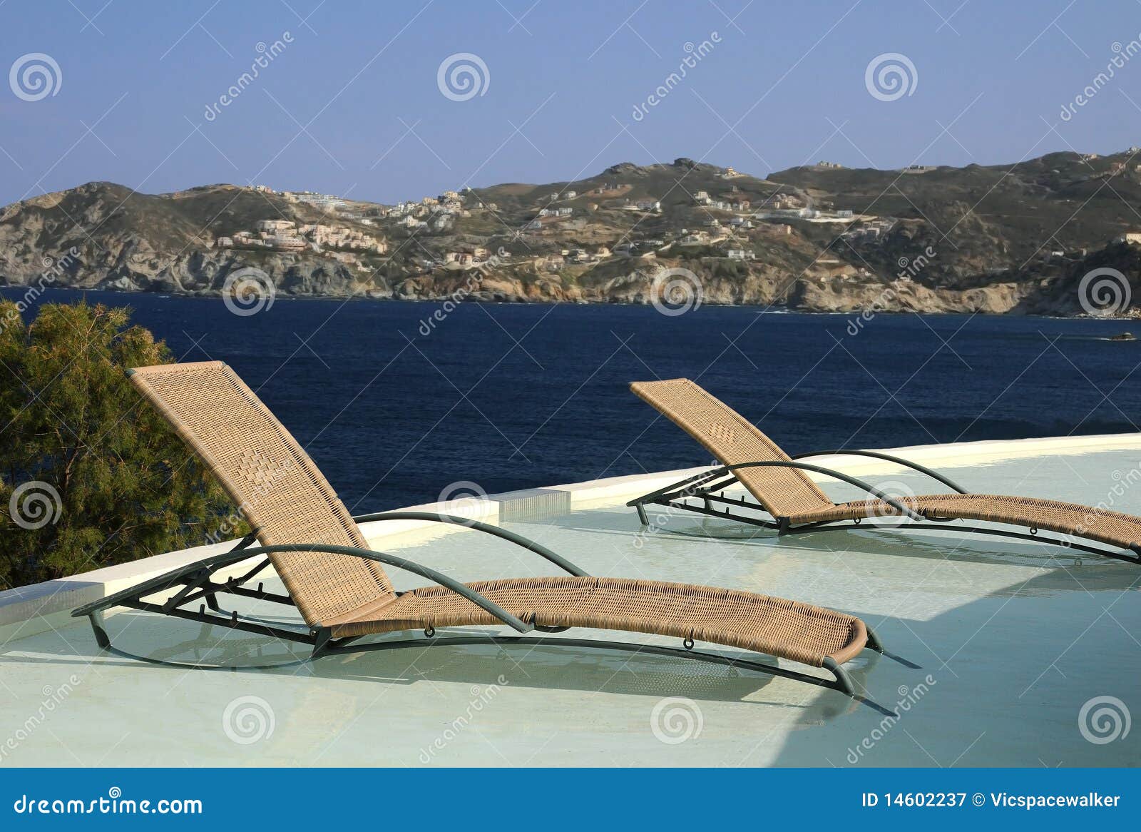 Pool Chairs in the Water stock image. Image of blue, summer 14602237