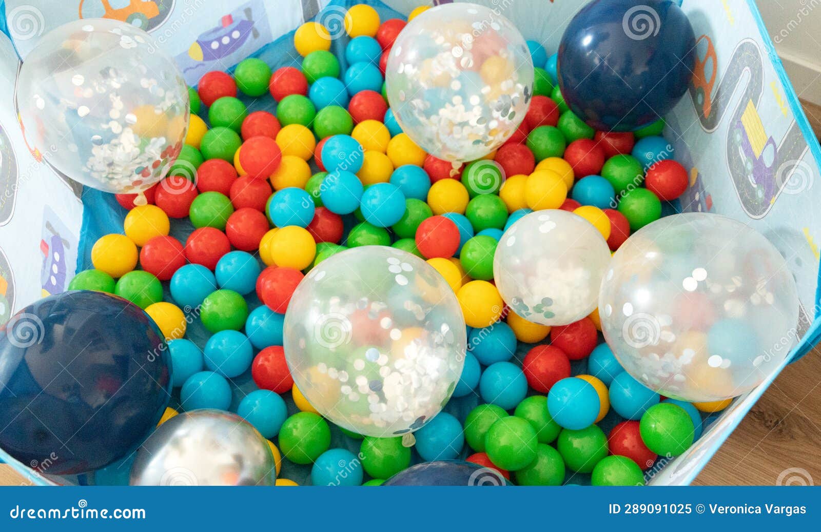 Pool of Colored Balls and Balloons from Above Stock Image Image of