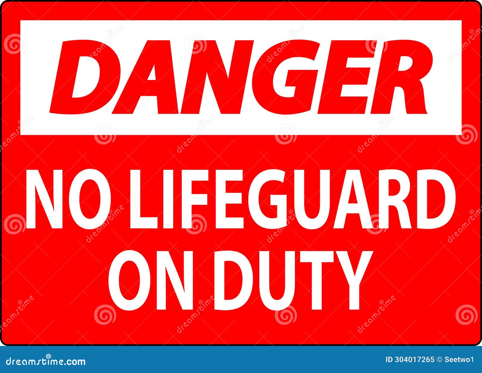 Pool Danger Sign No Lifeguard on Duty Stock Vector Illustration of