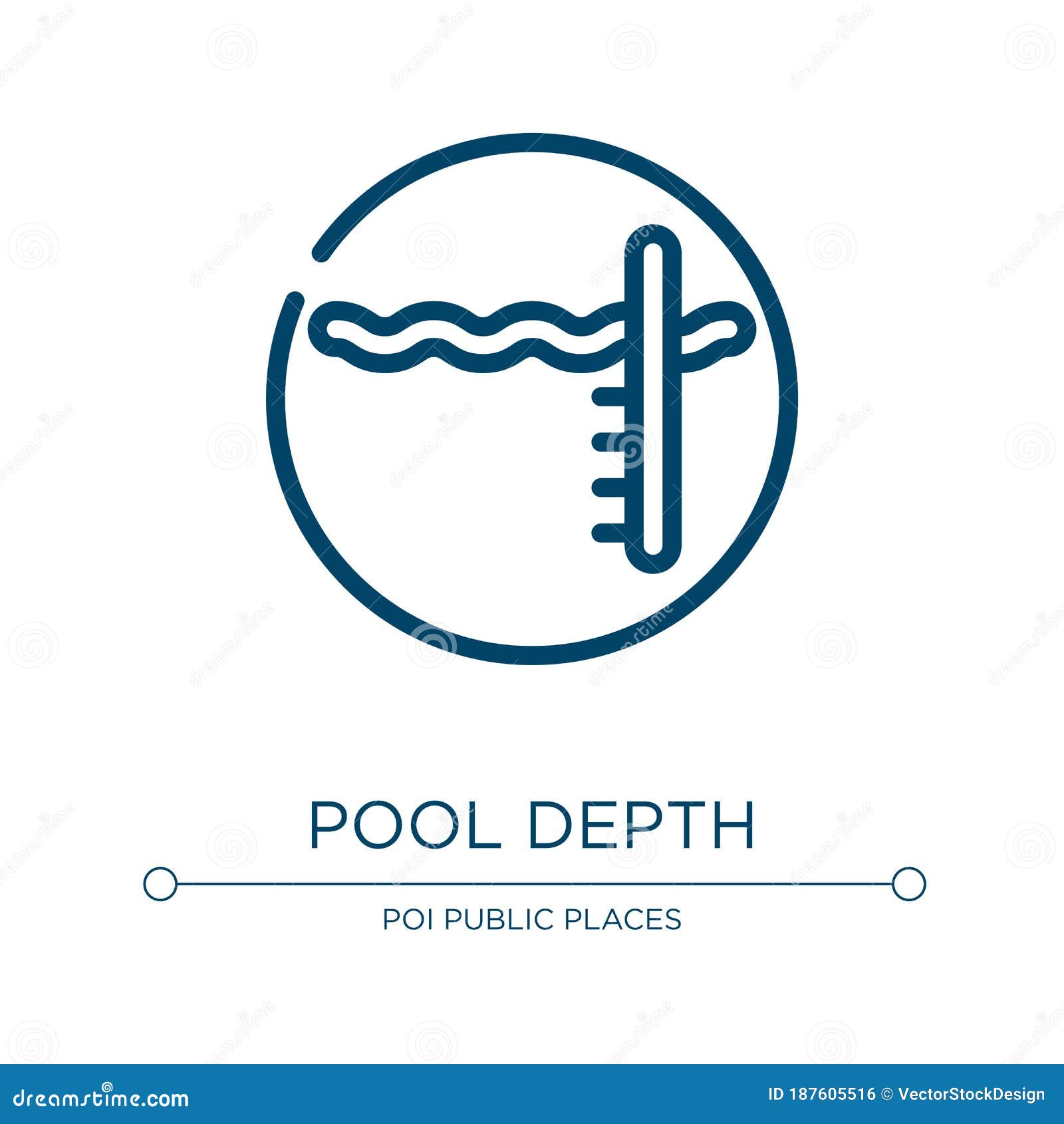 Pool Depth Icon. Linear Vector Illustration from Swimming Pool Rules
