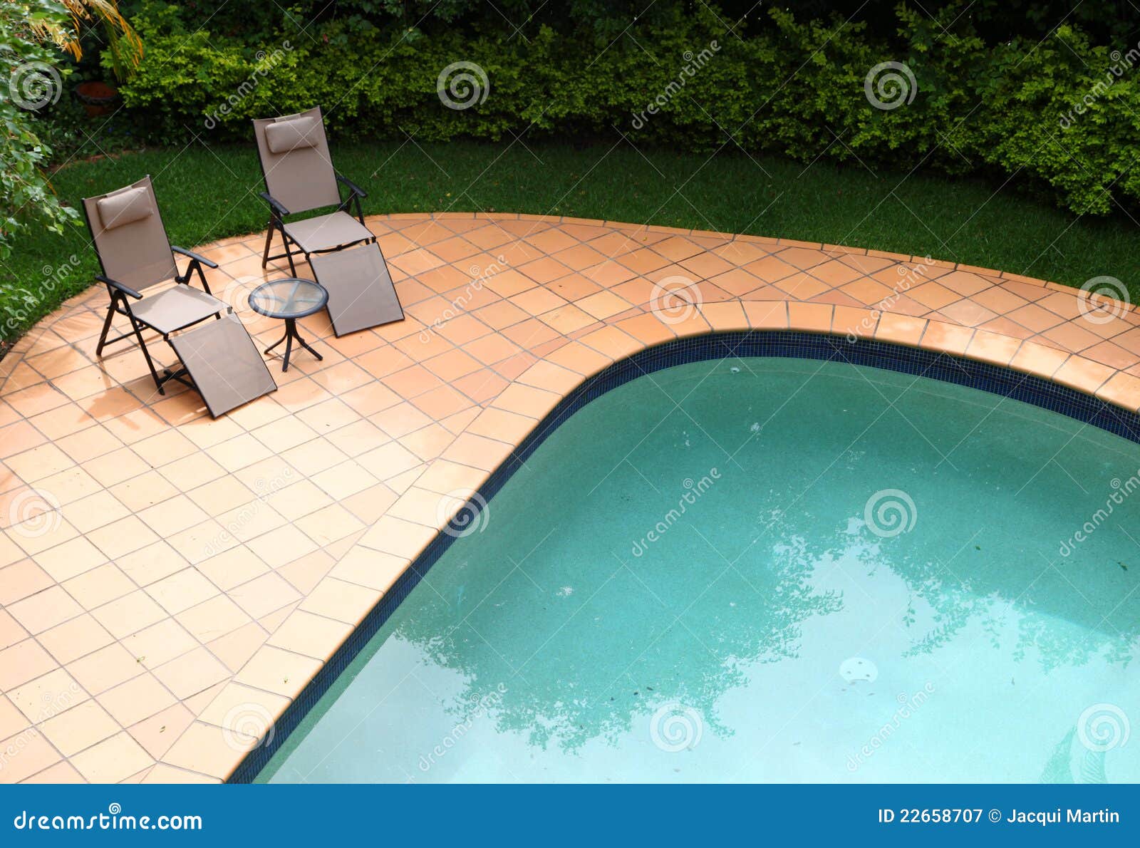 Pool furniture stock image. Image of deckchair, plants 22658707