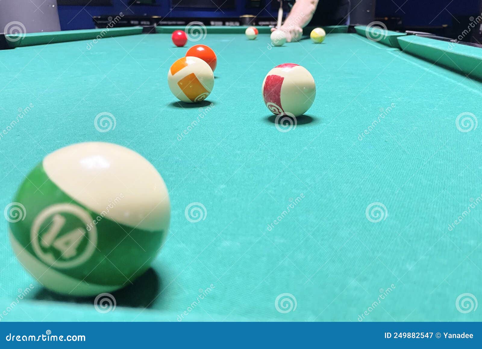 Pool Game, a Man Pockets a Ball on a Billiard Table Stock Image Image