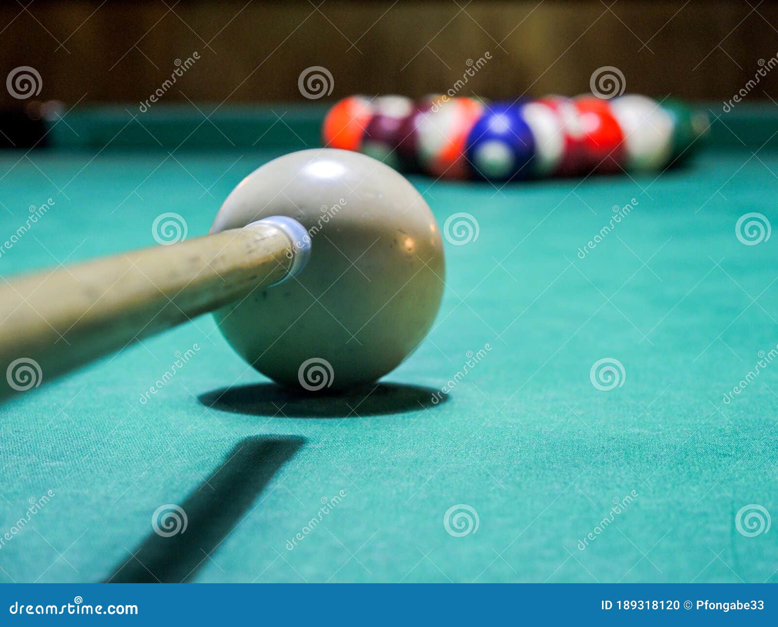 Pool Game at the Start Cue Ball Ready To Break the Balls Stock Photo Image of competitive