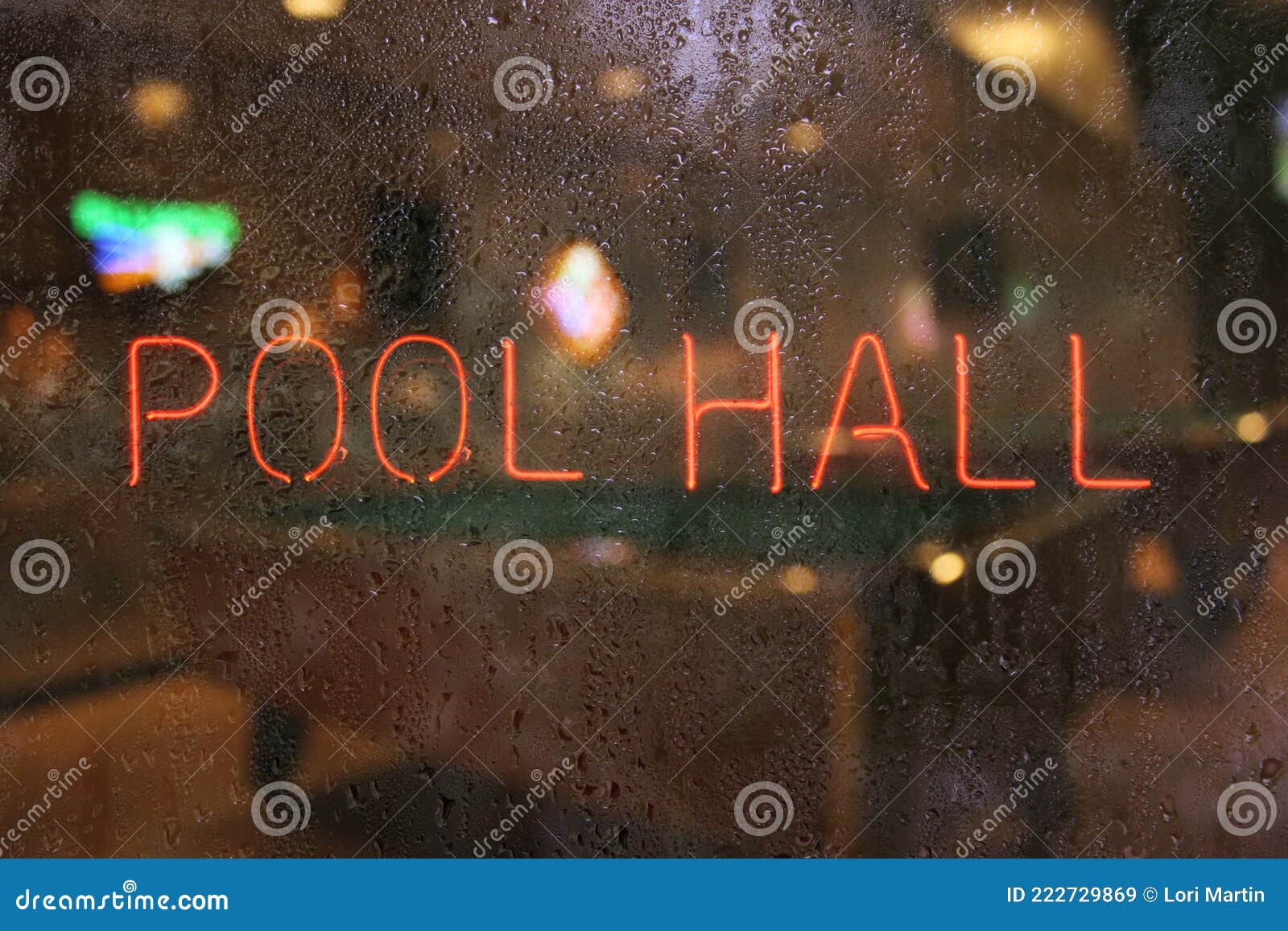 Pool Hall Vintage Neon Pool Hall Sign in Wet Window Stock Image Image of rain, entertainment