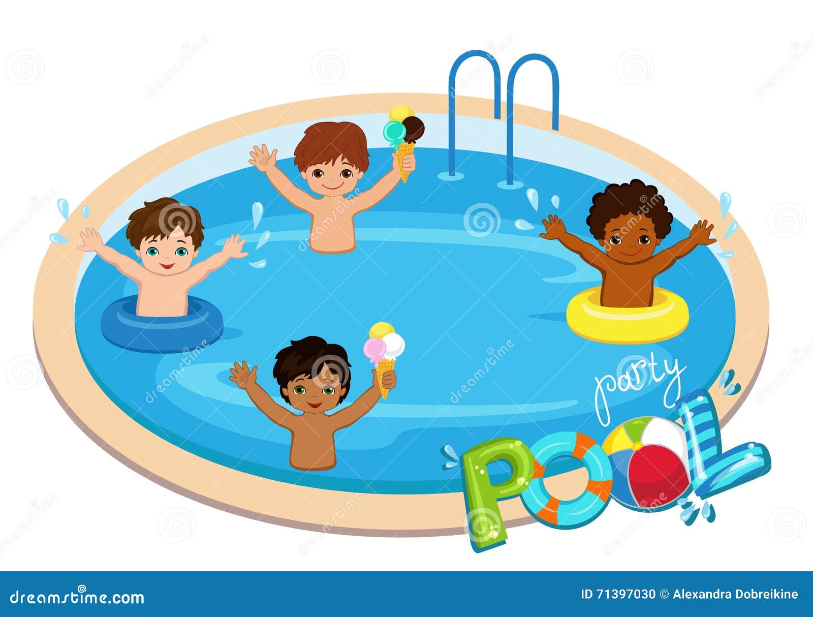 Summer clipart, Pool party png