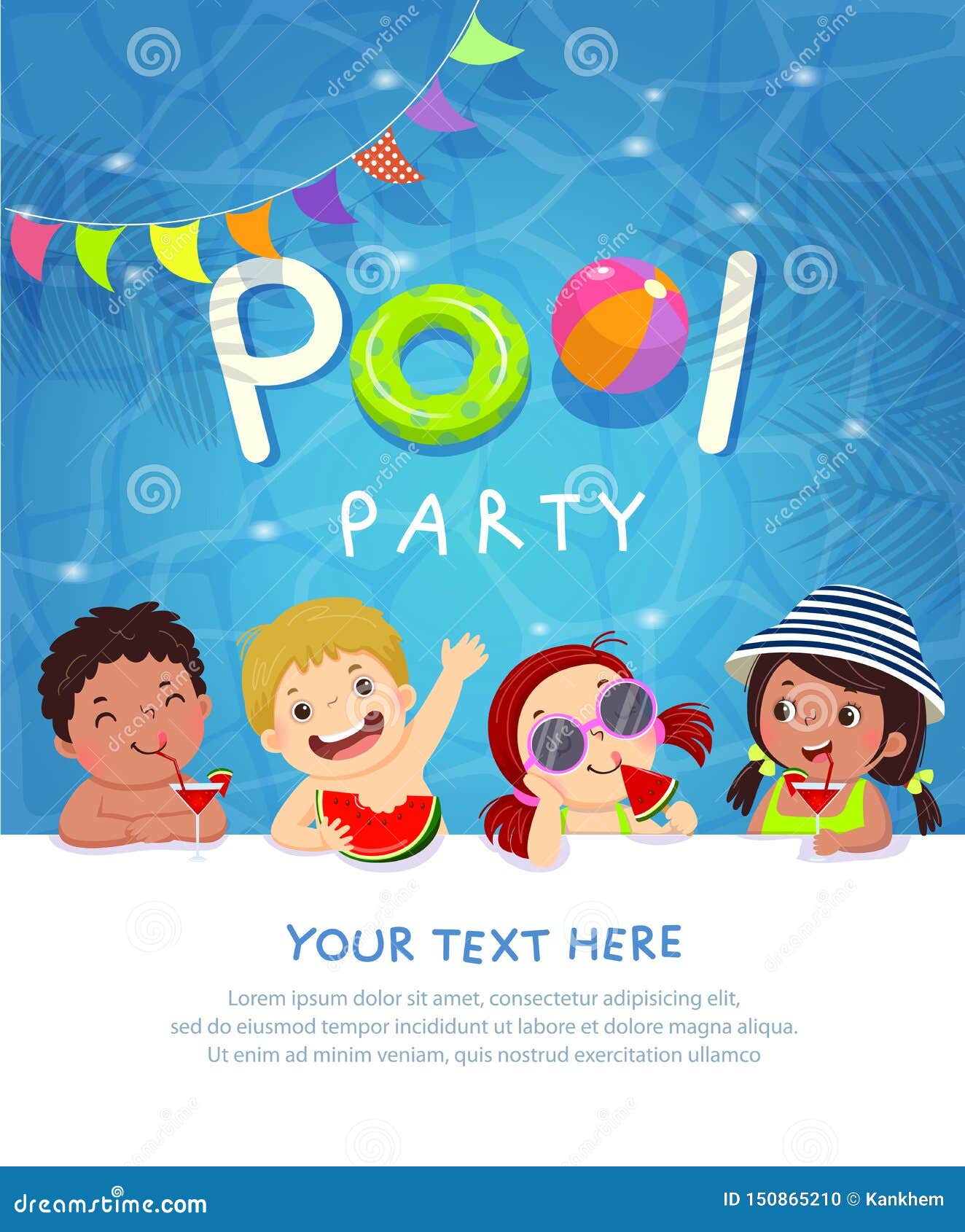 Pool Party Invitation Template Card With Kids Enjoying In Swimming Pool pool-party-invitation-template-card-with-kids-enjoying-in-swimming-pool