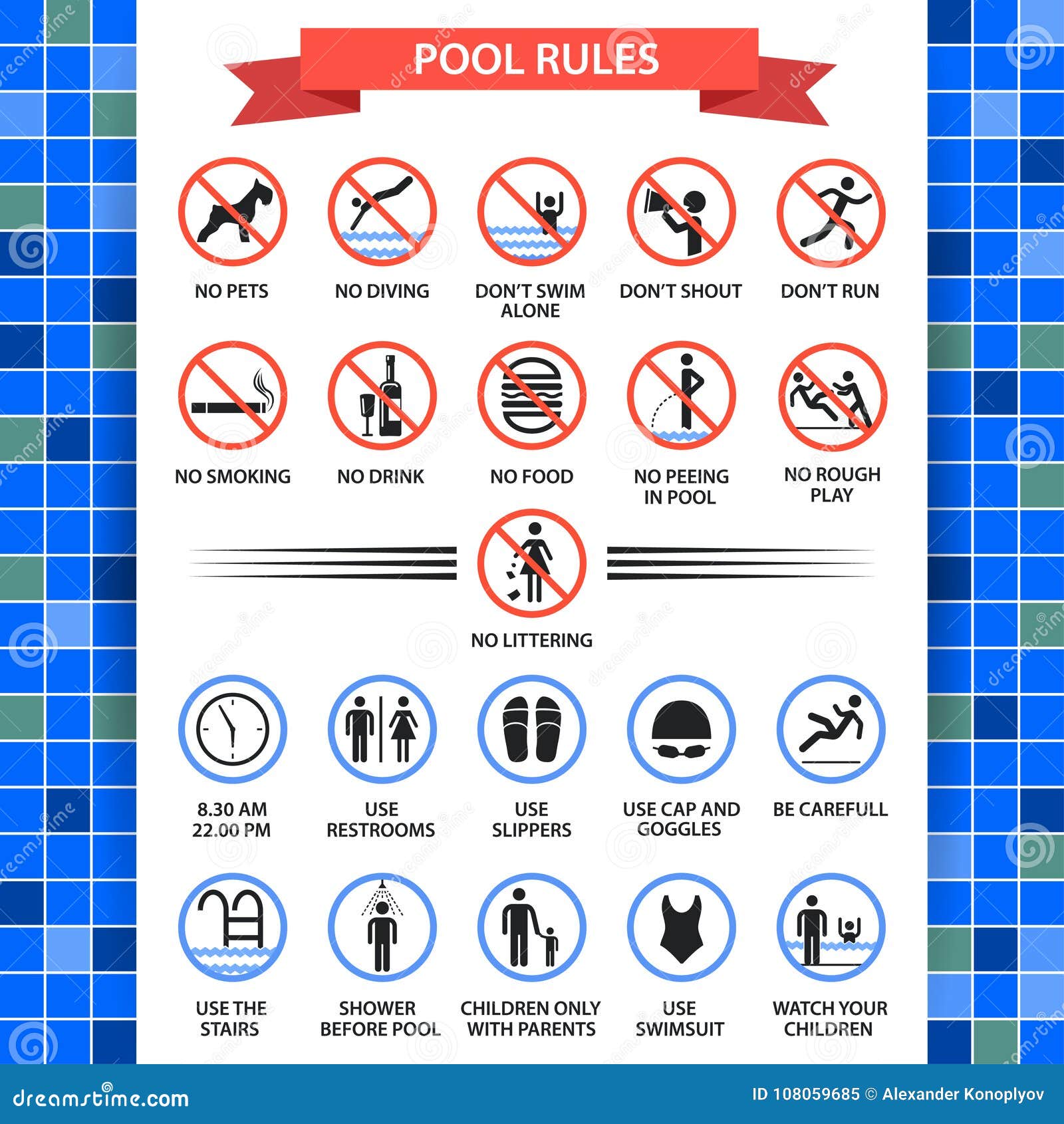 pool rules poster