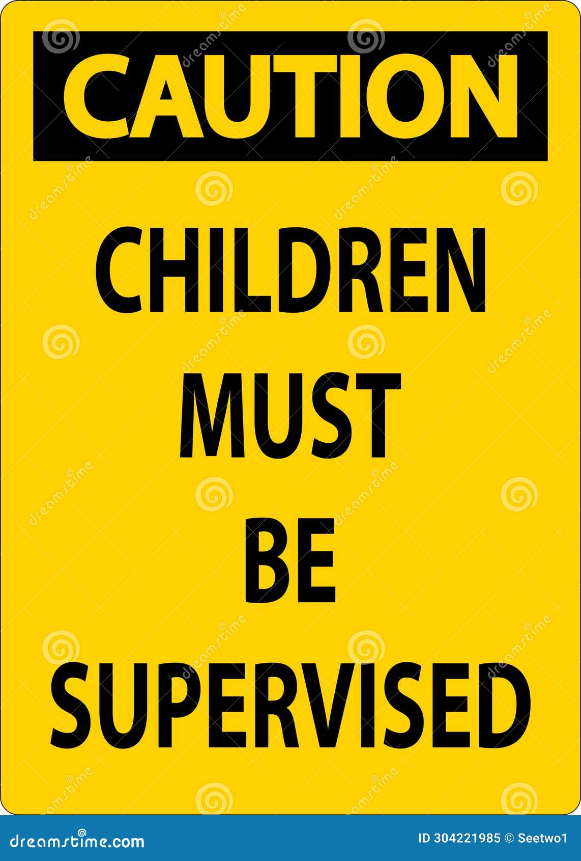 Pool Safety Sign Caution, Children Must Be Supervised Stock