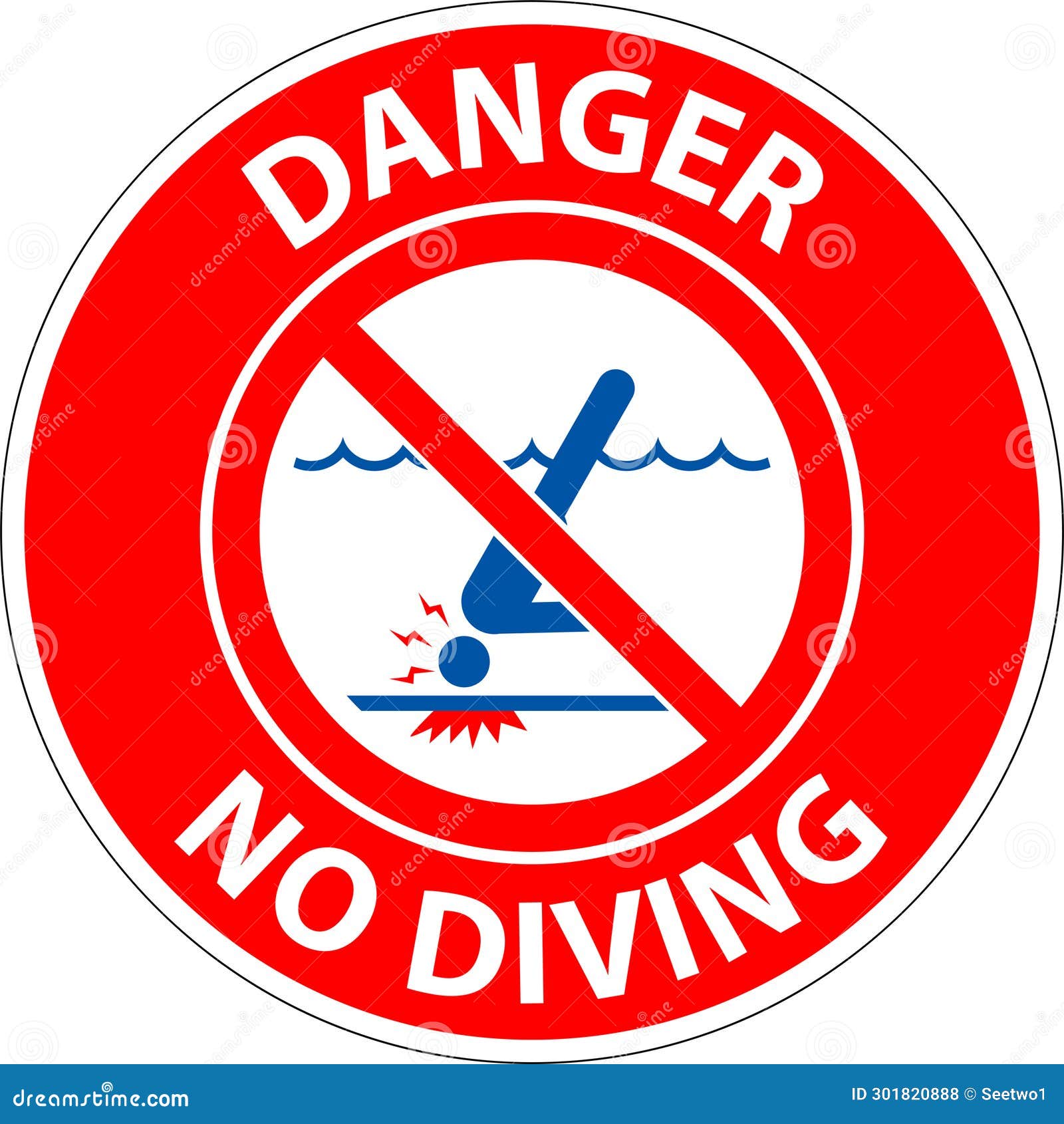 Pool Safety Sign Danger, No Diving Stock Vector Illustration of