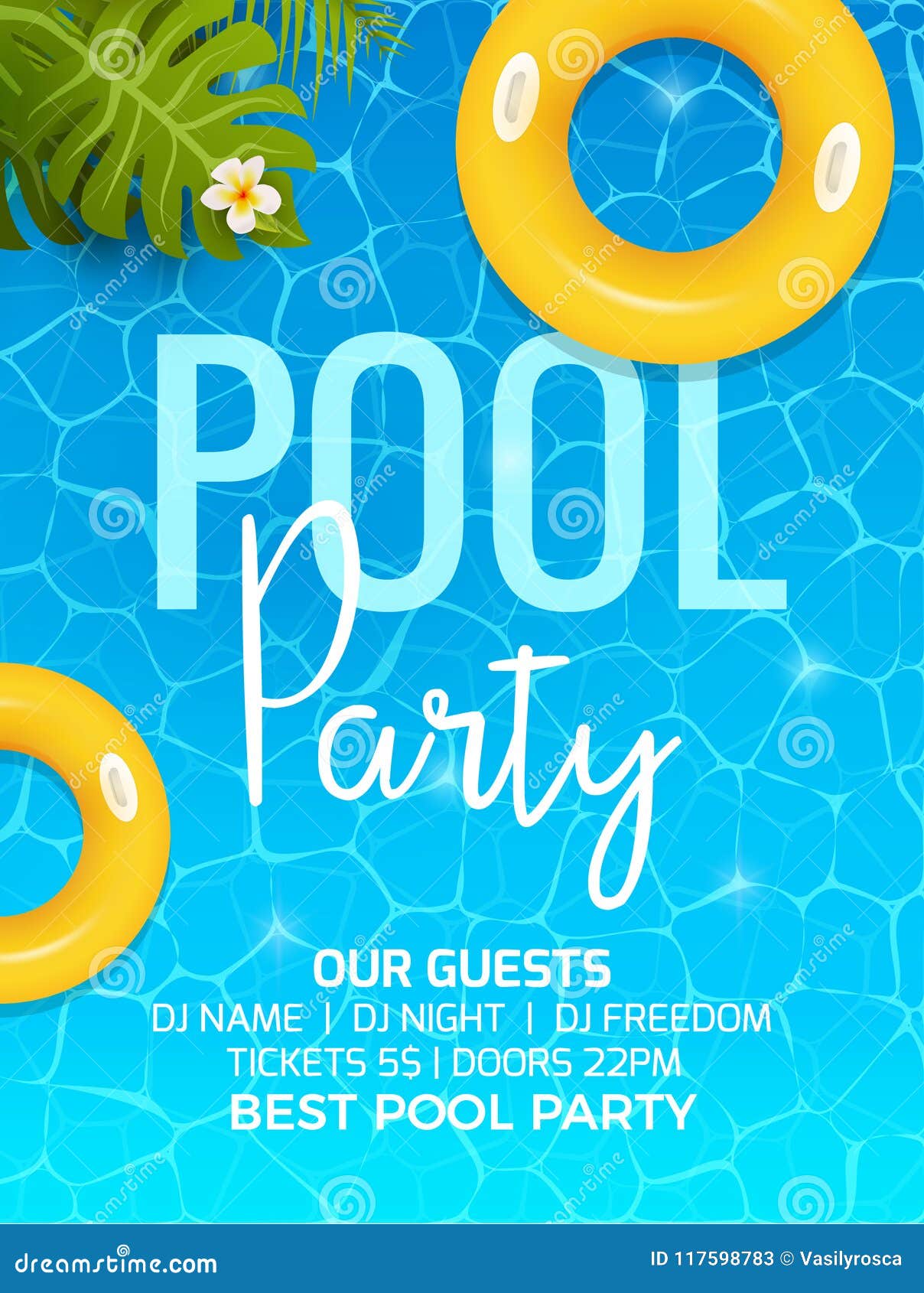 Pool Summer Party Invitation Template Invitation Pool Party Invitation With Palm Poster Or Flyer Design Stock Illustration Illustration Of Palm Cartoon