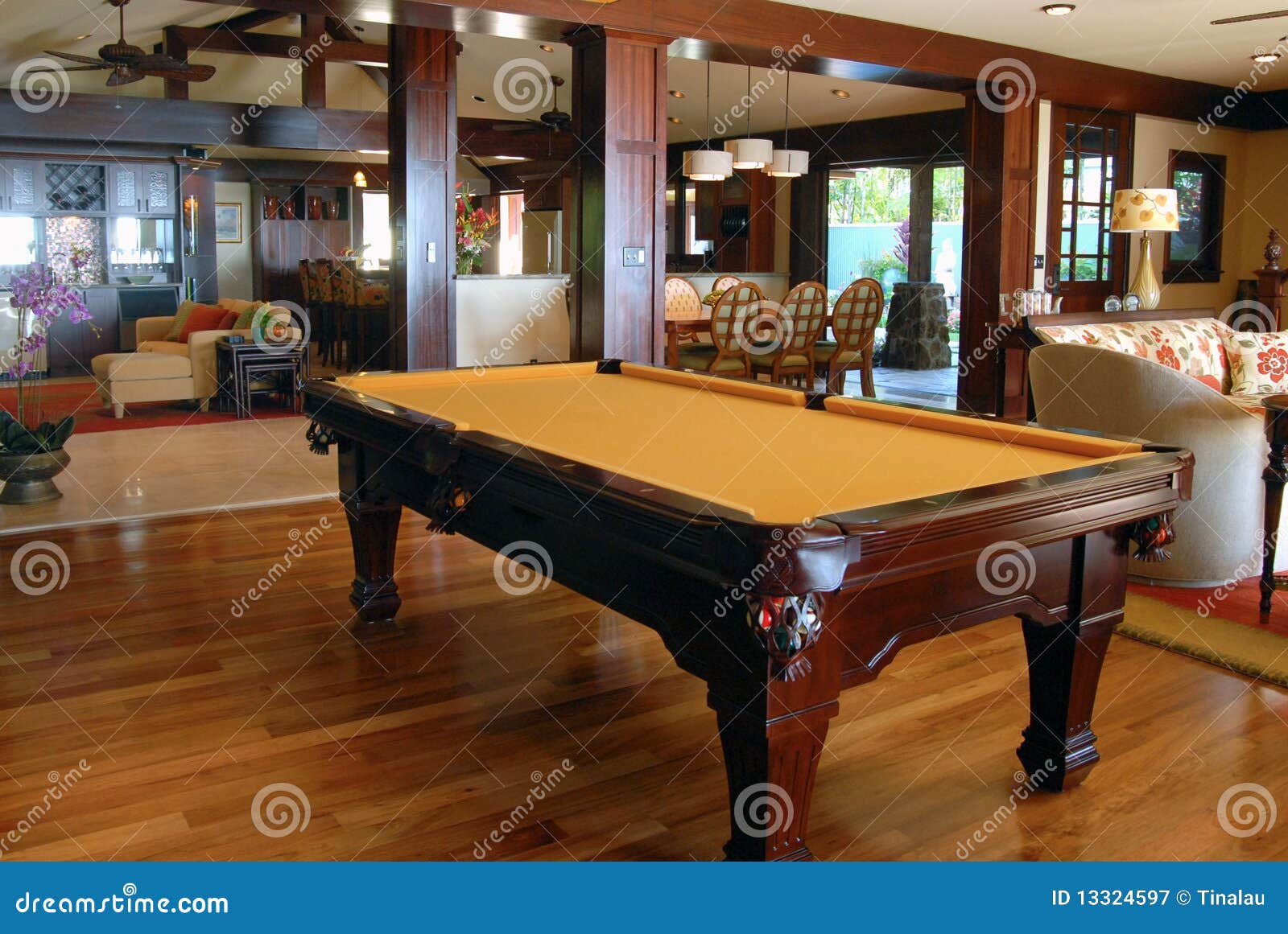 Pool Table In The Living Room Stock Image Image Of Sports