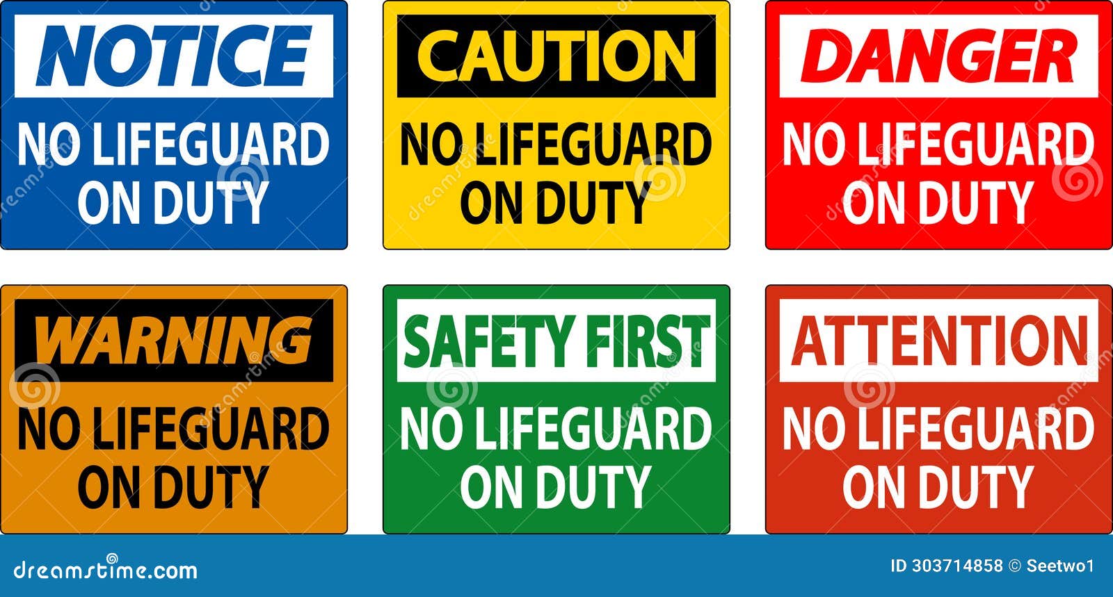 Pool Warning Sign No Lifeguard on Duty Stock Vector Illustration of