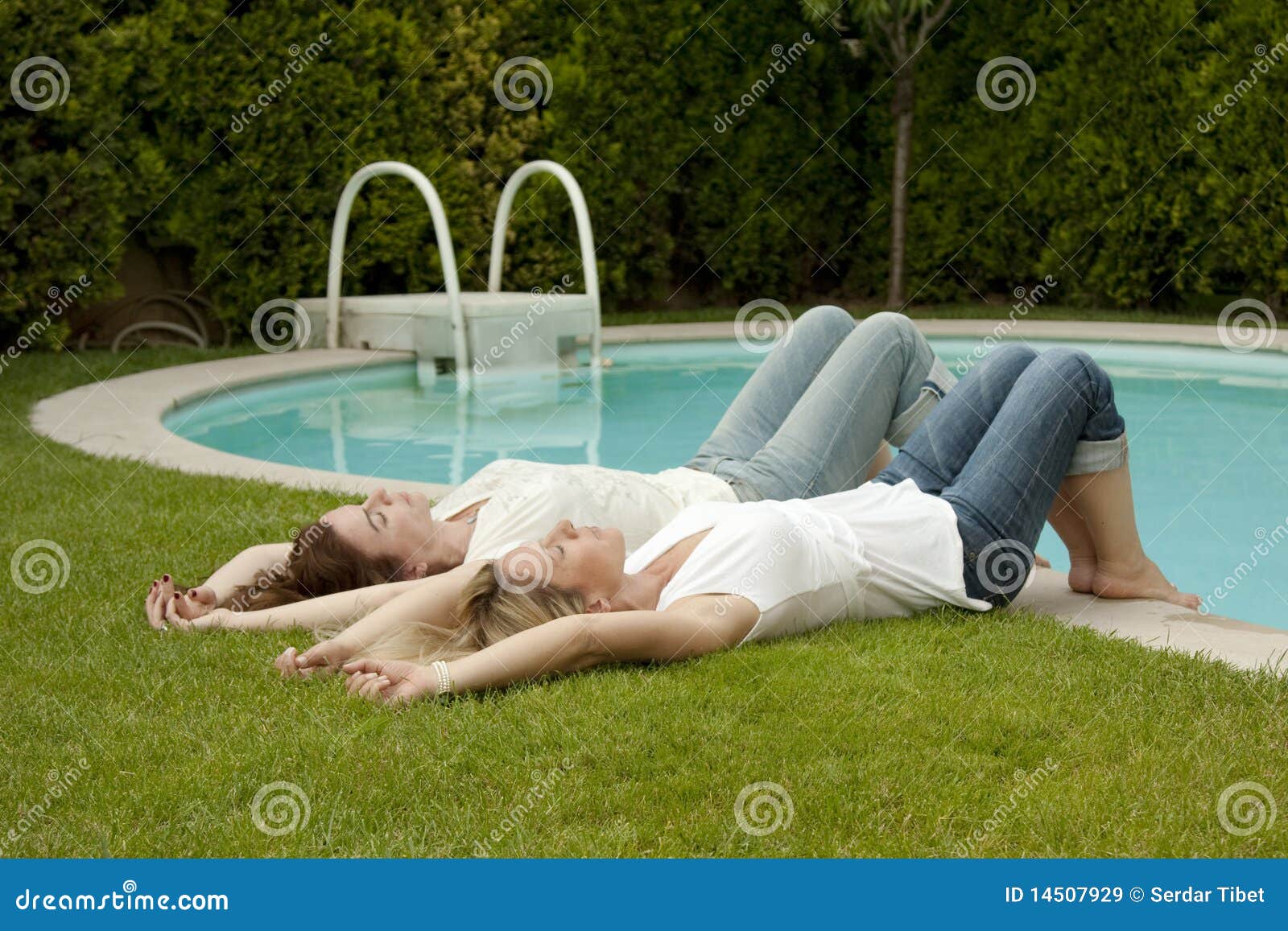 Poolside Beauties Stock Image Image Of Lawn Lying Relax 14507929
