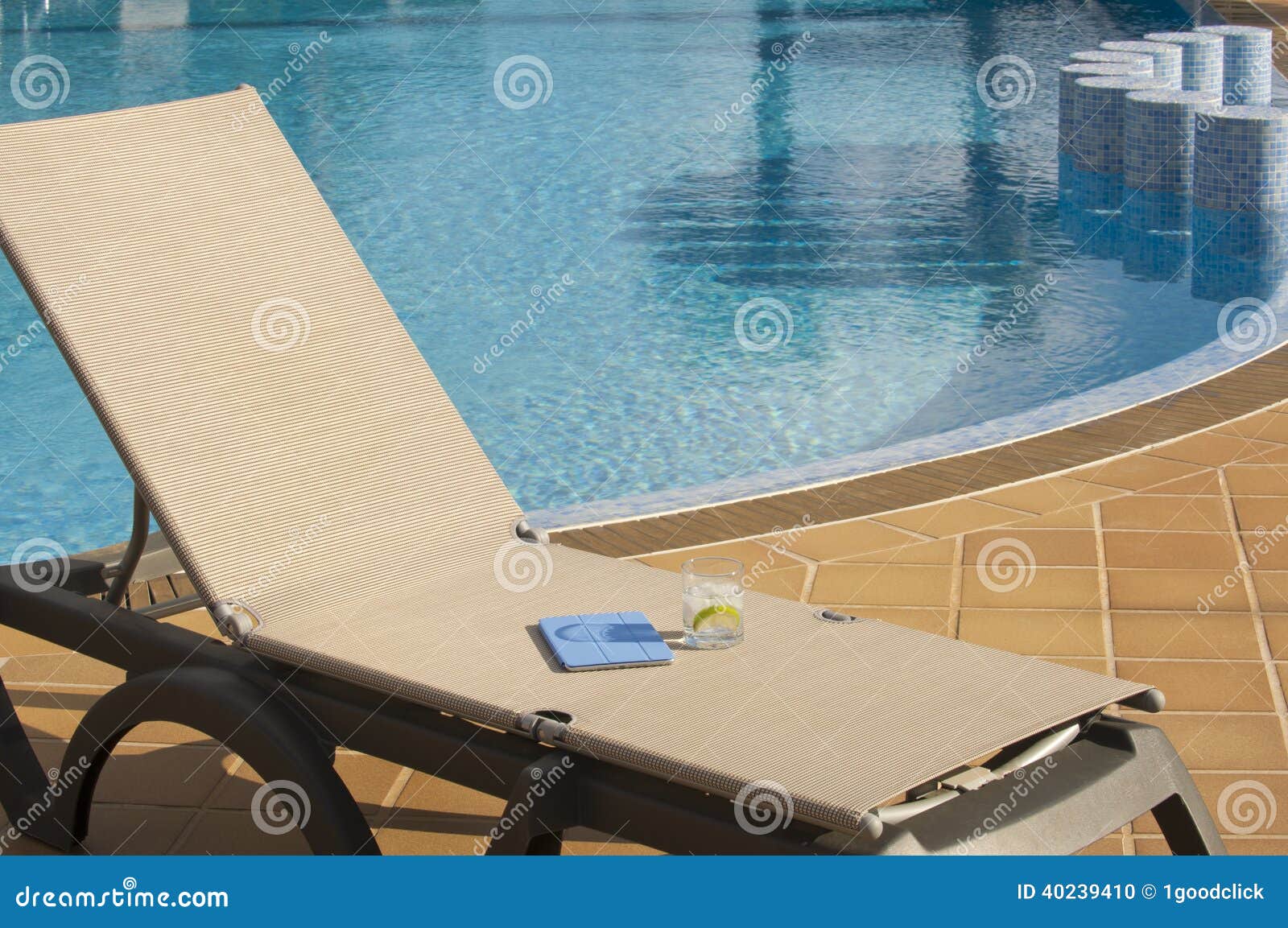 Poolside Lounge Chair with Drink and Tablet Stock Photo Image of cold