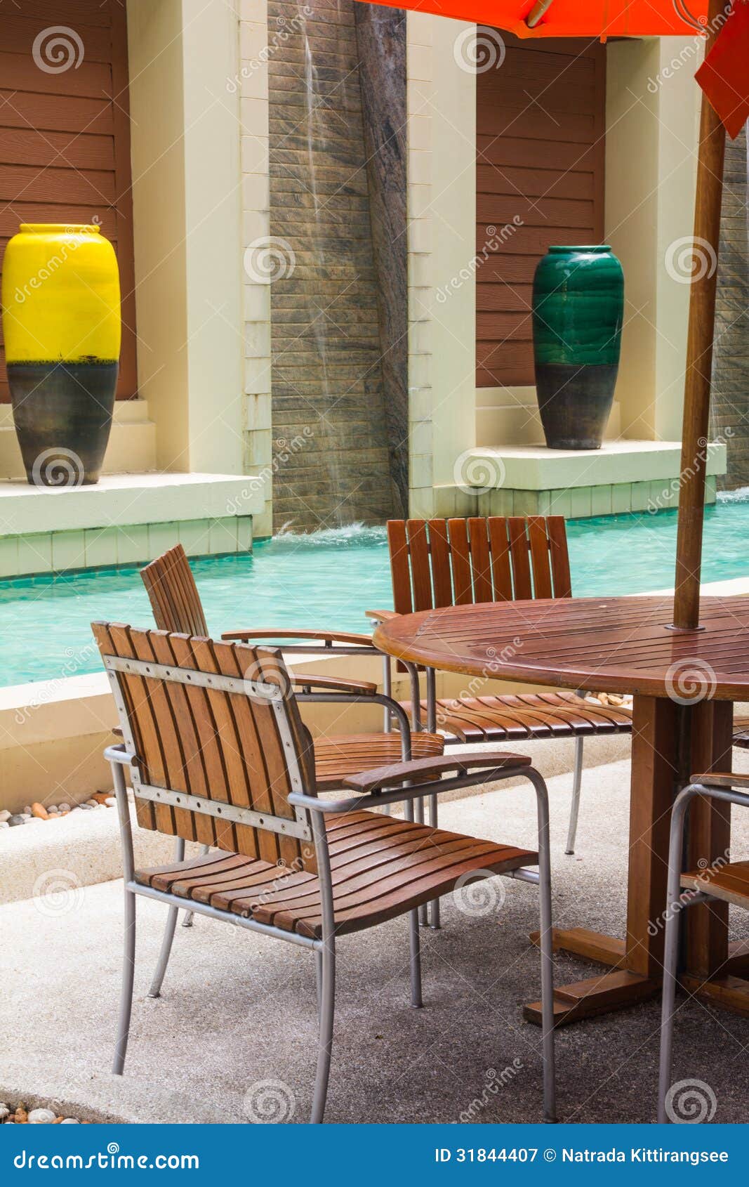 Poolside Loungers at Hotel. Stock Image Image of lounger, bright