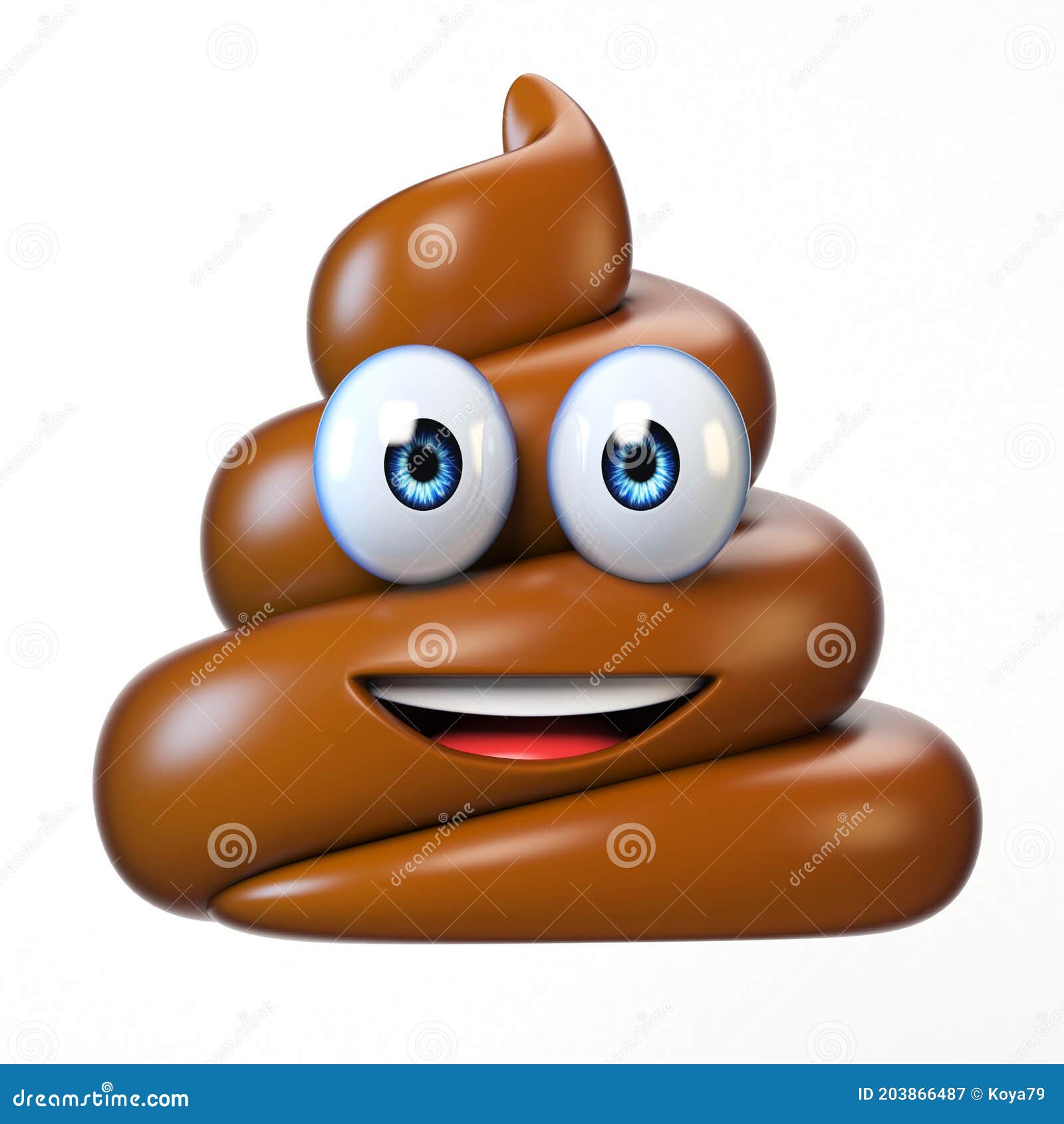 poop emoji  on white background, poo emoticon 3d rendering